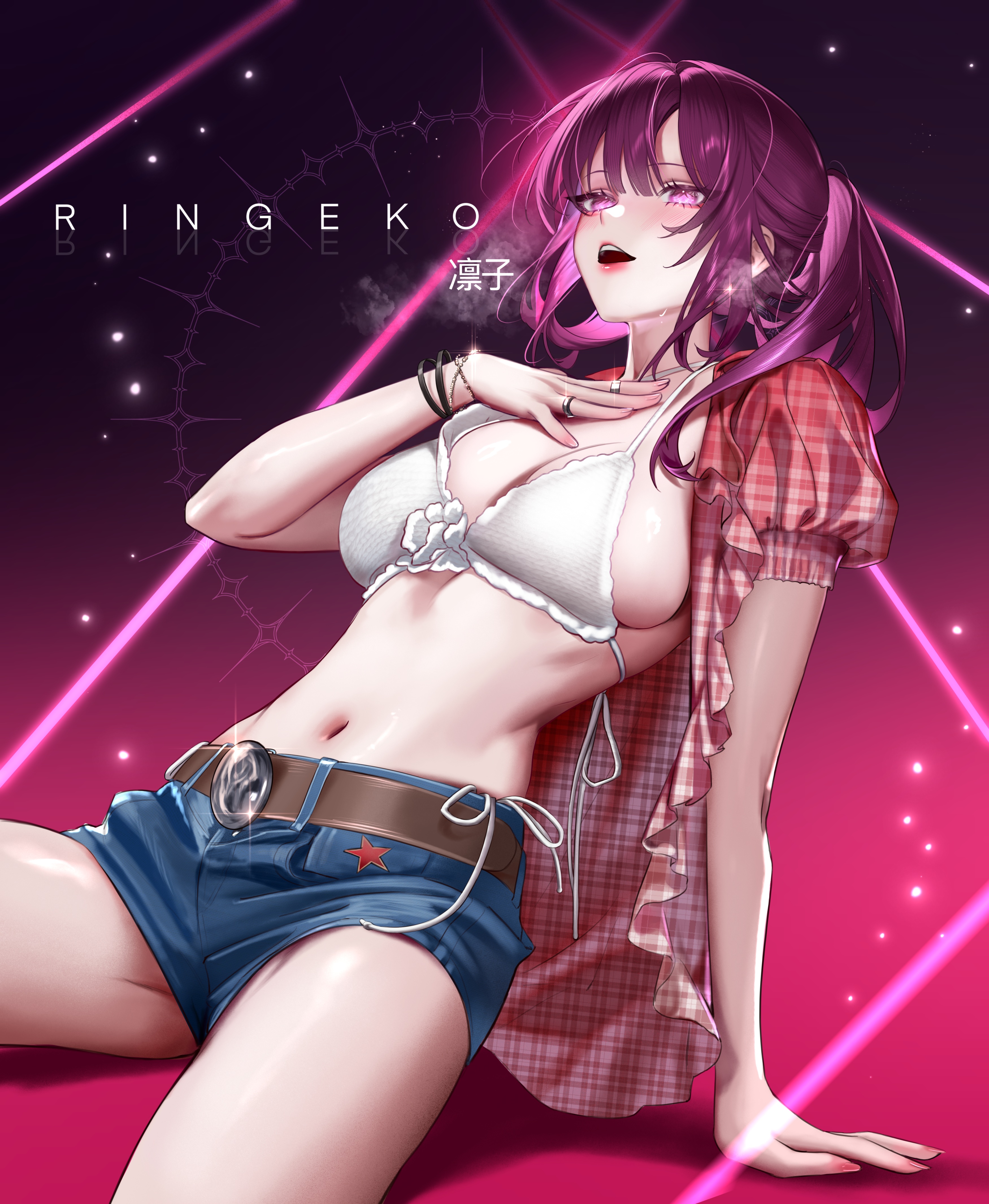 bikini honkai:_star_rail kafka_(honkai:_star_rail) open_shirt ringeko-chan swimsuits