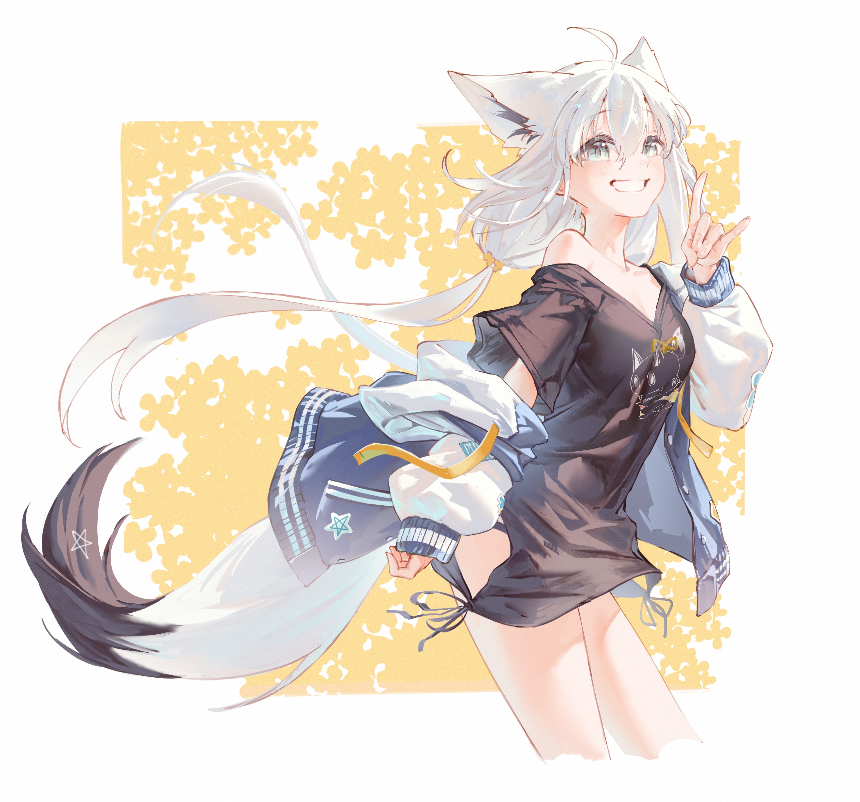 animal_ears hololive hololive_gamers hyde_(tabakko) kitsune shirakami_fubuki shirt_lift tail