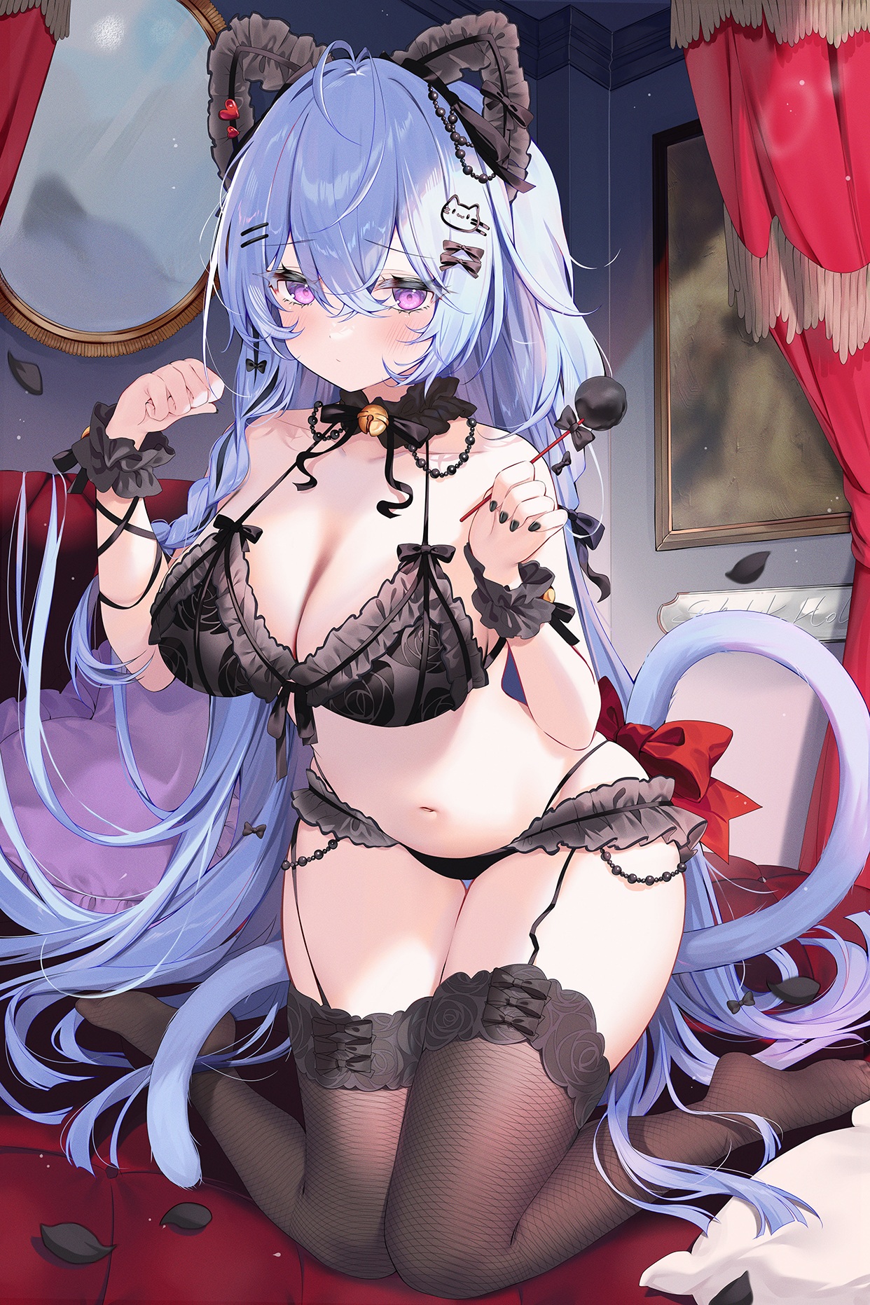 animal_ears bra fishnets lingerie nekomimi pantsu stockings tagme tail thighhighs