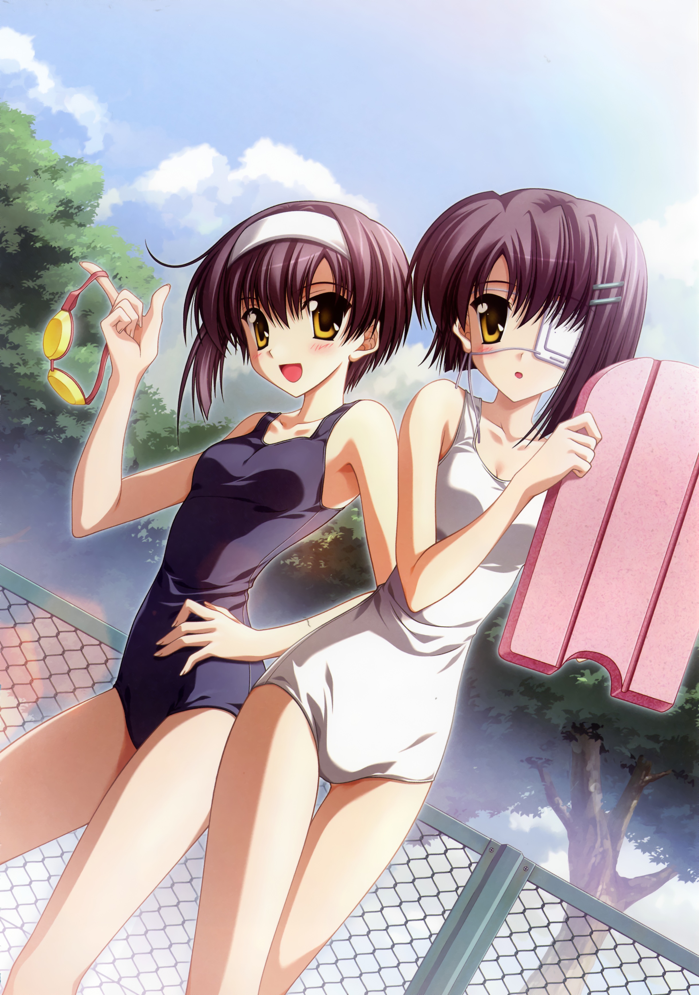 ef_~a_fairytale_of_the_two~ ef_~a_tale_of_memories~ eyepatch nanao_naru school_swimsuit shindou_chihiro shindou_kei swimsuits