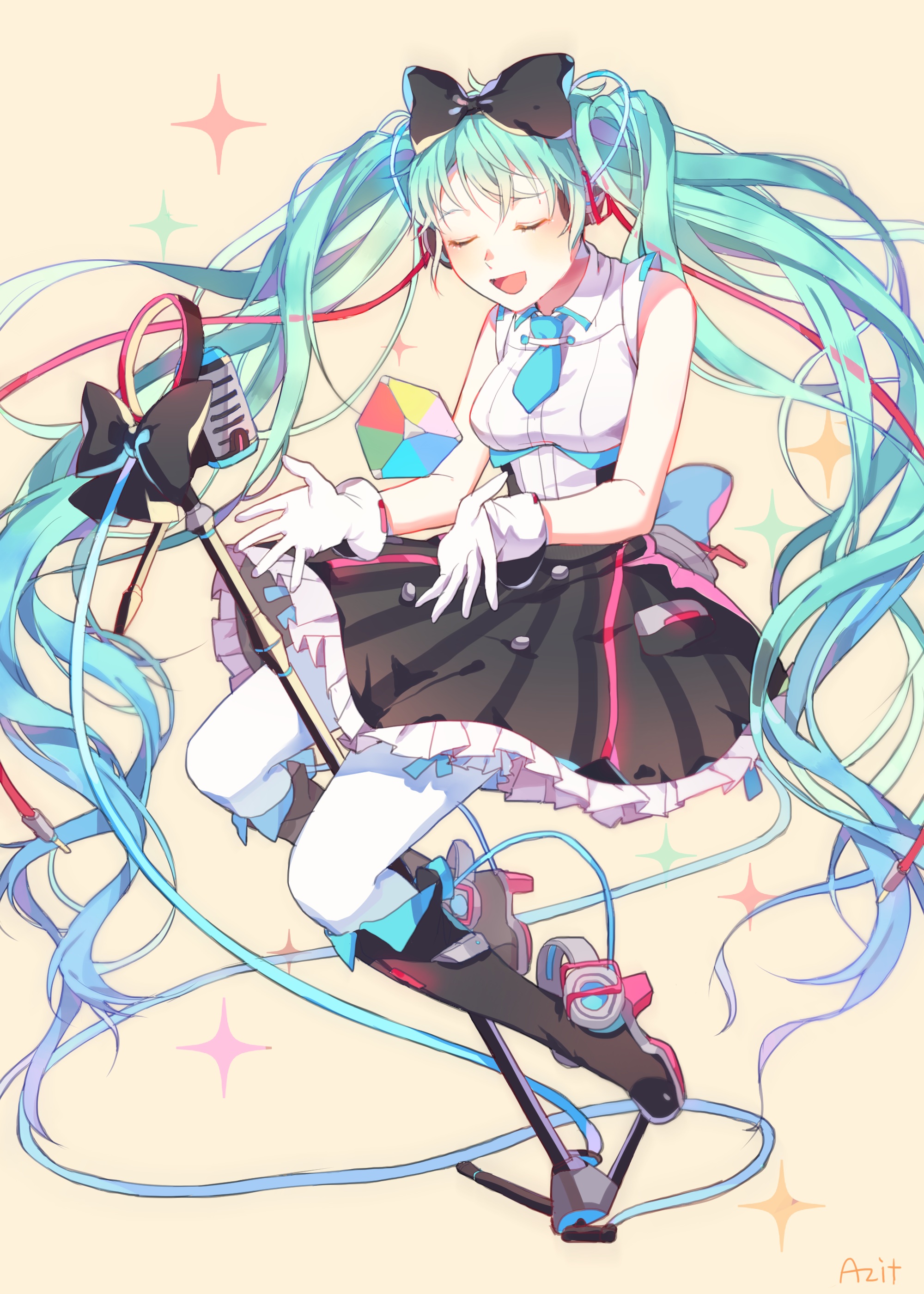 azit (down) magical mirai vocaloid hatsune miku headphones heels skirt ...