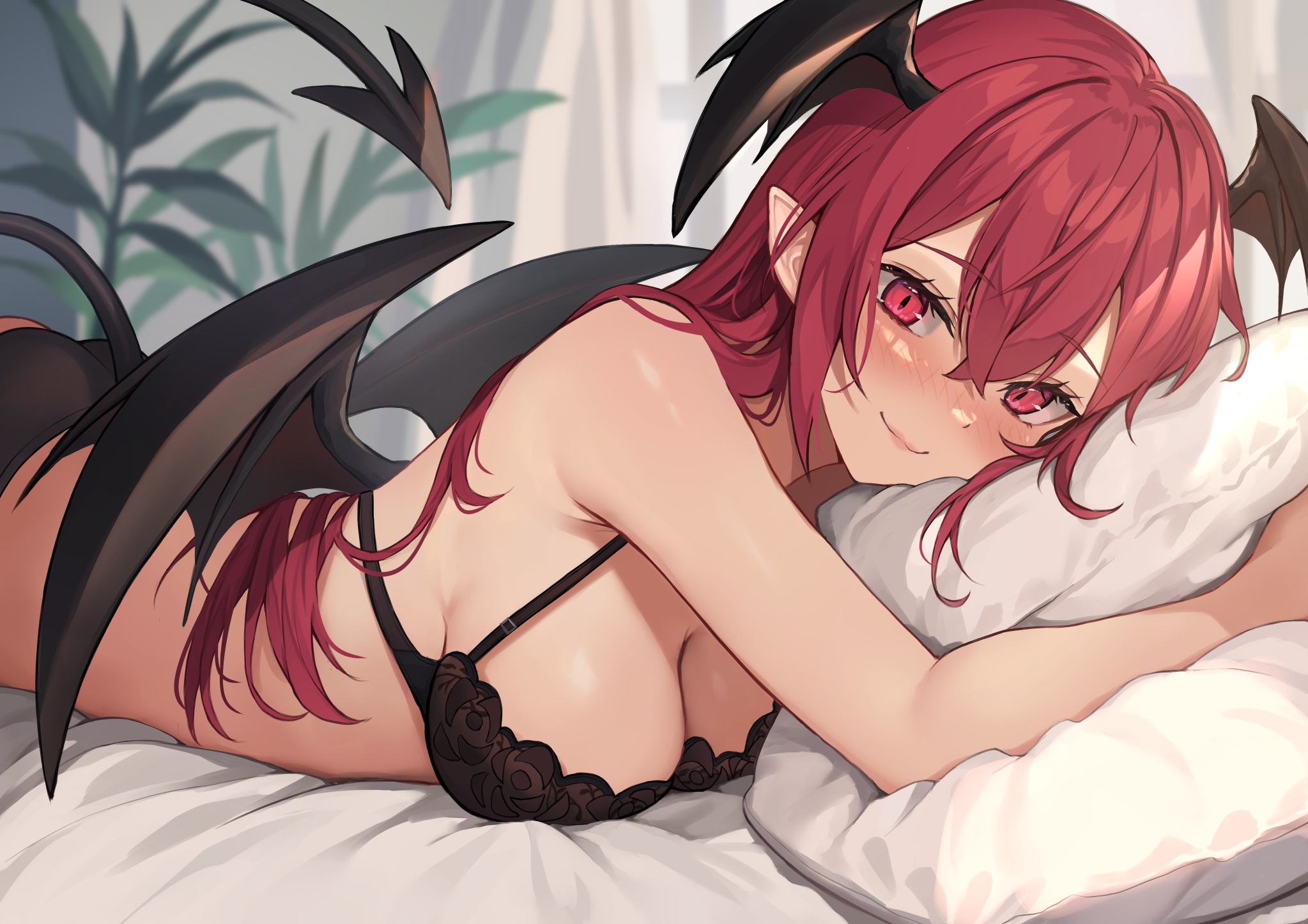 bra koakuma pantsu pointy_ears tail touhou wings wowoguni