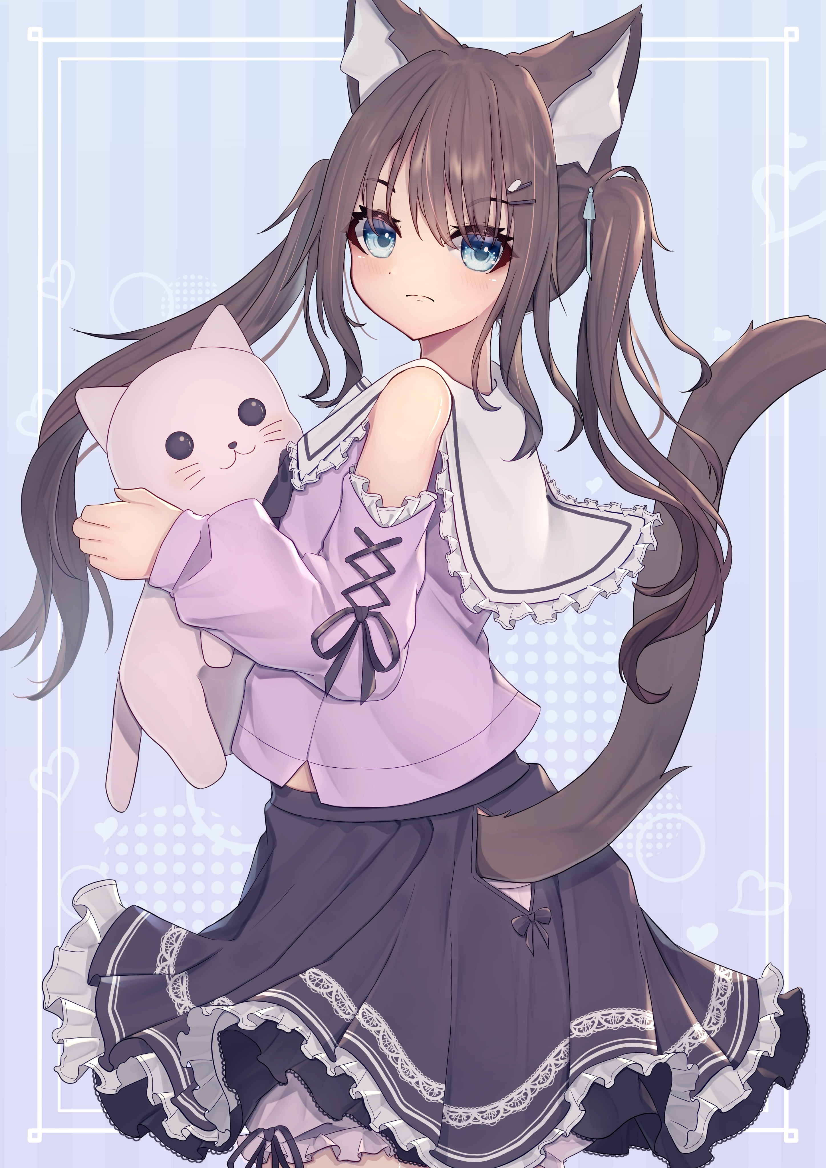 hinata (pixiv53862745) animal ears bloomers nekomimi skirt lift tail ...