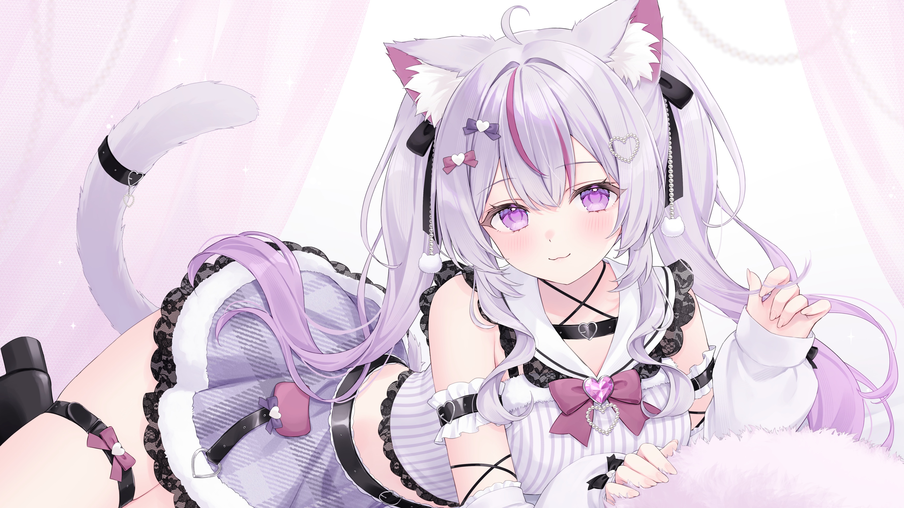 animal_ears garter heels indie_virtual_youtuber nekomimi nekoyama_mia see_through shano_hiyori tail