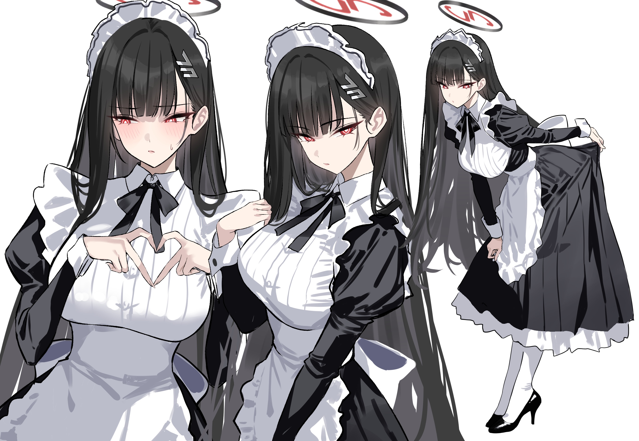 blue_archive halo heels maid shigure skirt_lift tsukatsuki_rio