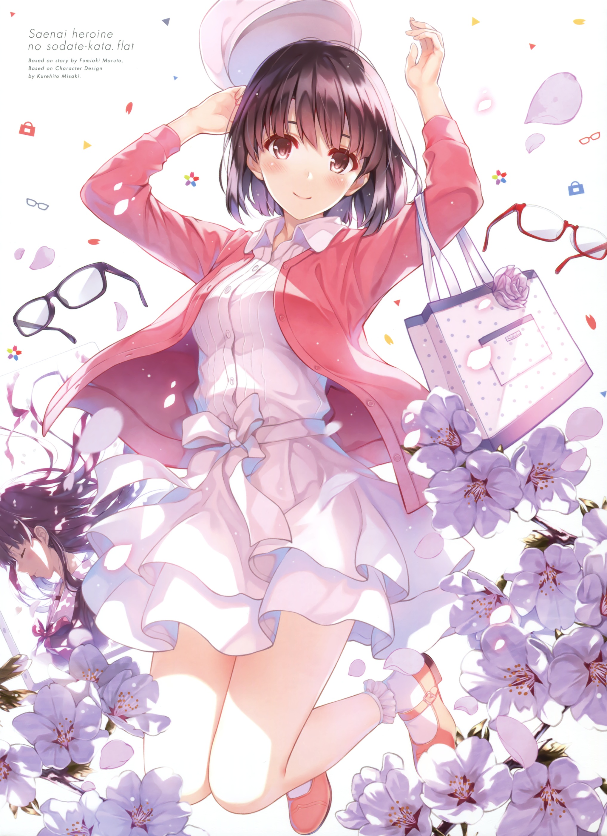 cherry_blessing_~meguru_megumi_no_monogatari~ disc_cover dress katou_megumi megane misaki_kurehito saenai_heroine_no_sodatekata