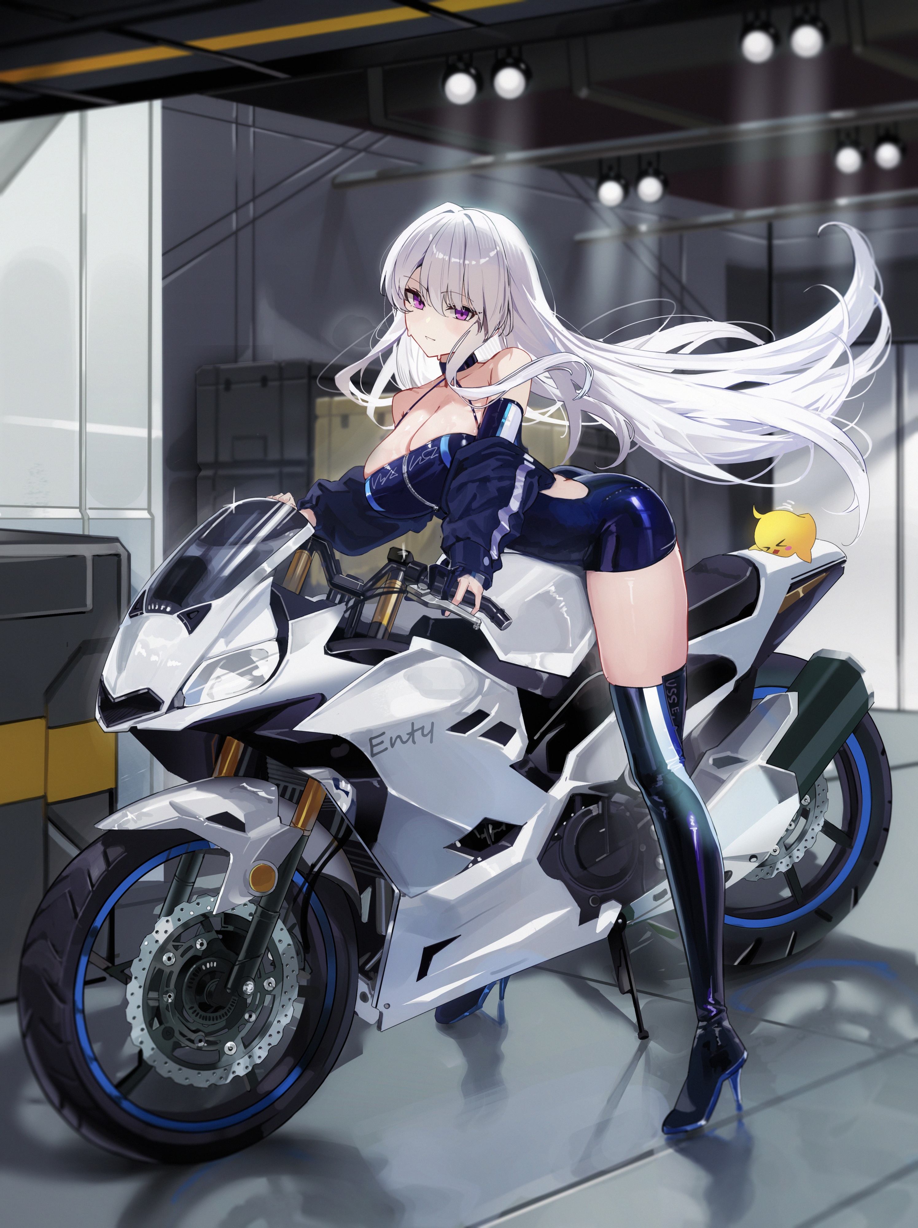 azur_lane enterprise_(azur_lane) heels leotard maanu manjuu_(azur_lane) no_bra thighhighs uniform