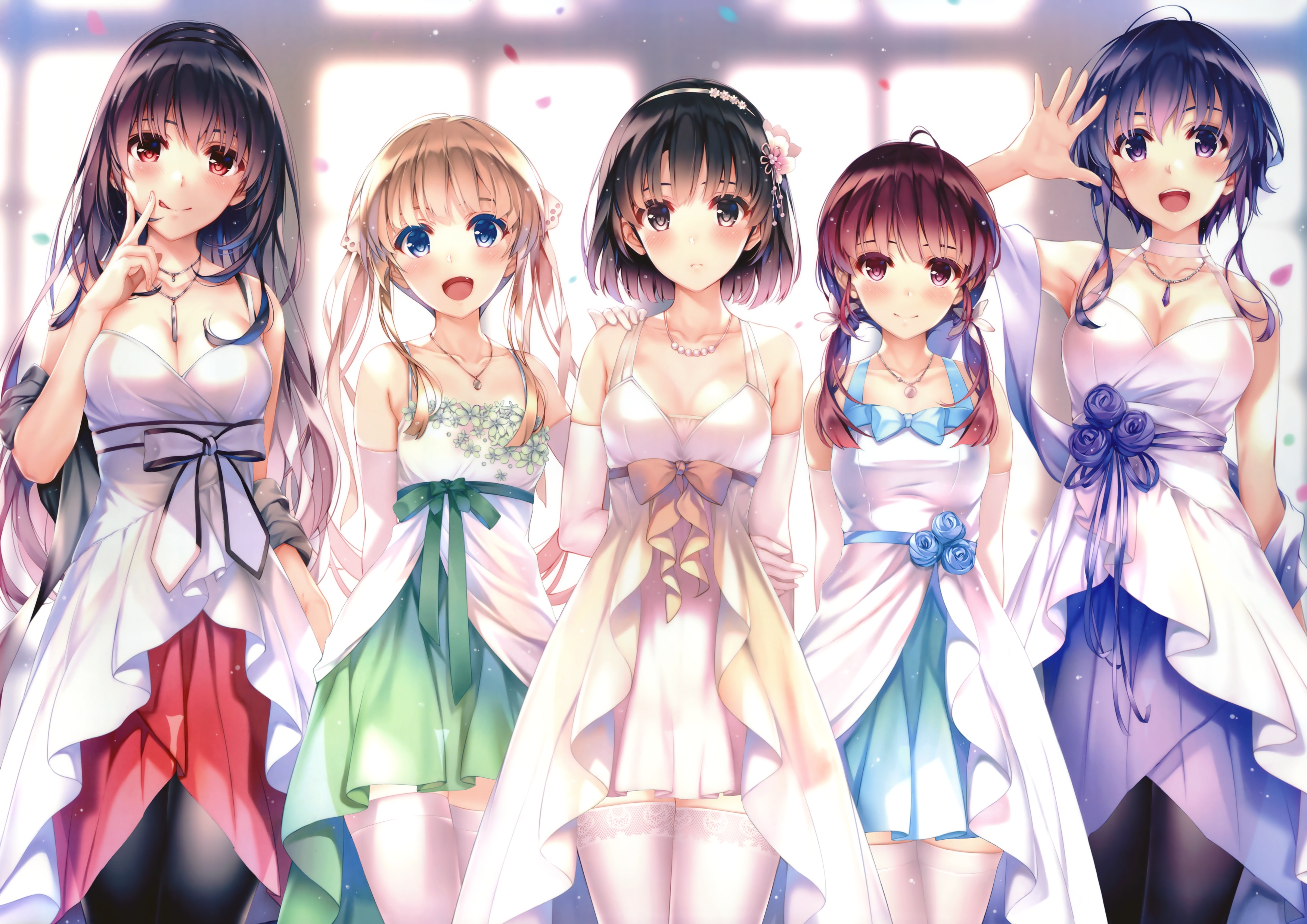 dress hashima_izumi hyoudou_michiru kasumigaoka_utaha katou_megumi misaki_kurehito pantyhose saenai_heroine_no_sodatekata sawamura_spencer_eriri thighhighs