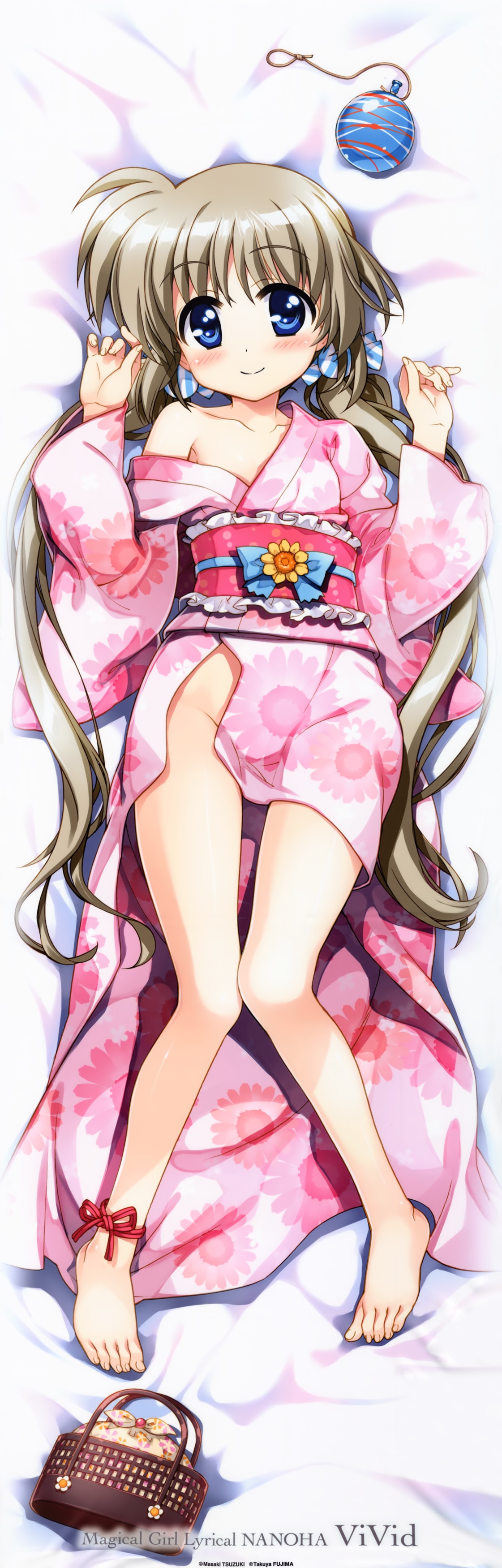 corona_timir dakimakura fujima_takuya loli mahou_shoujo_lyrical_nanoha mahou_shoujo_lyrical_nanoha_vivid no_bra nopan open_shirt yukata