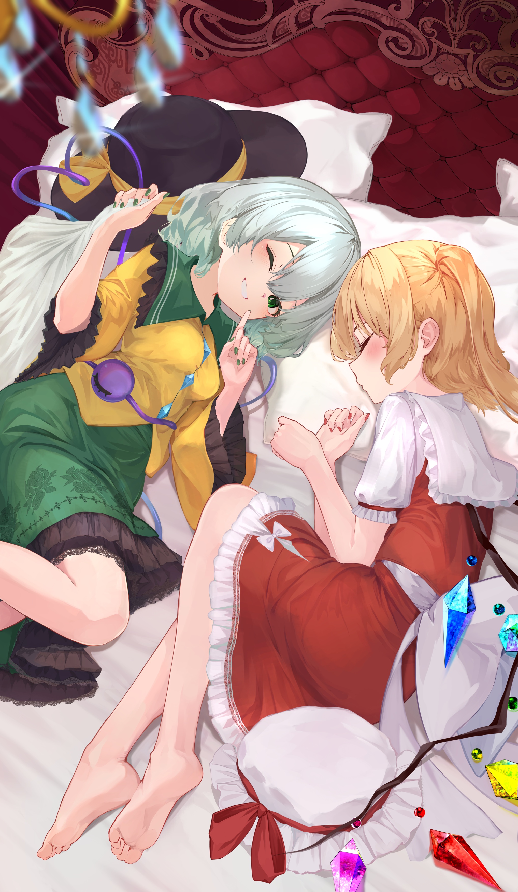 flandre_scarlet komeiji_koishi r_utchi skirt_lift touhou wings