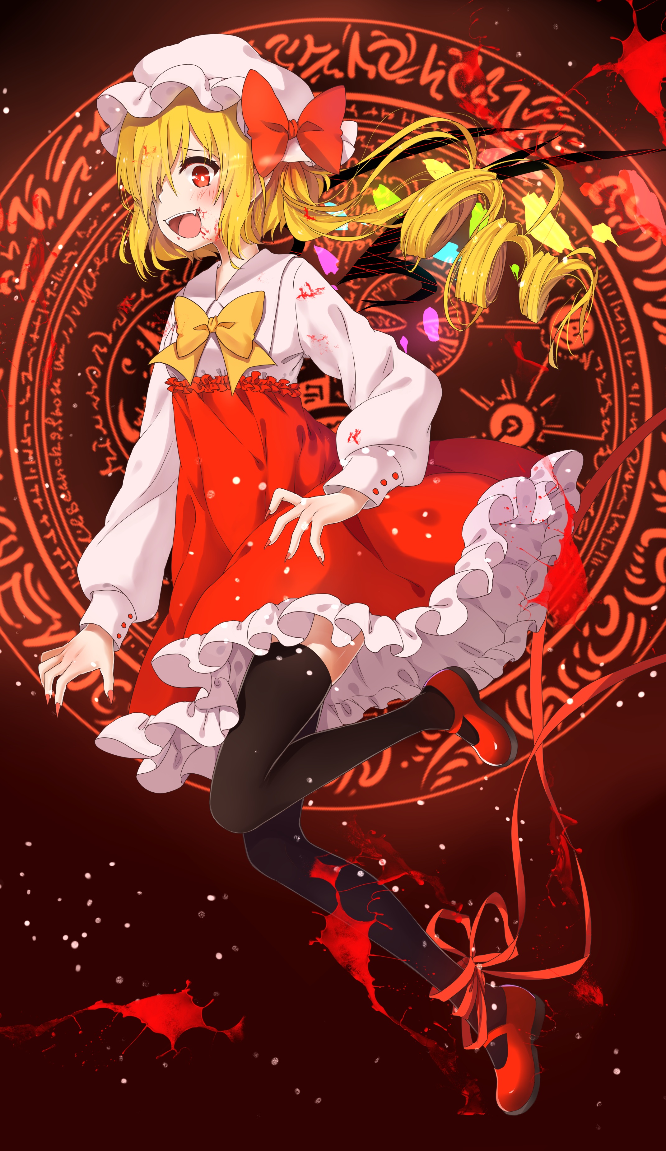 poppy (artist) touhou flandre scarlet blood dress stockings thighhighs ...