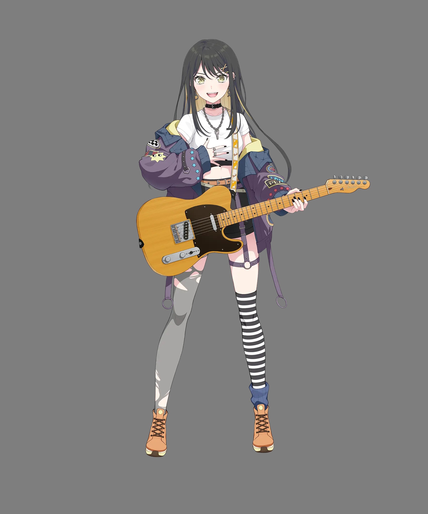 bang_dream! garter guitar suga_raika tagme thighhighs torn_clothes transparent_webp uniform