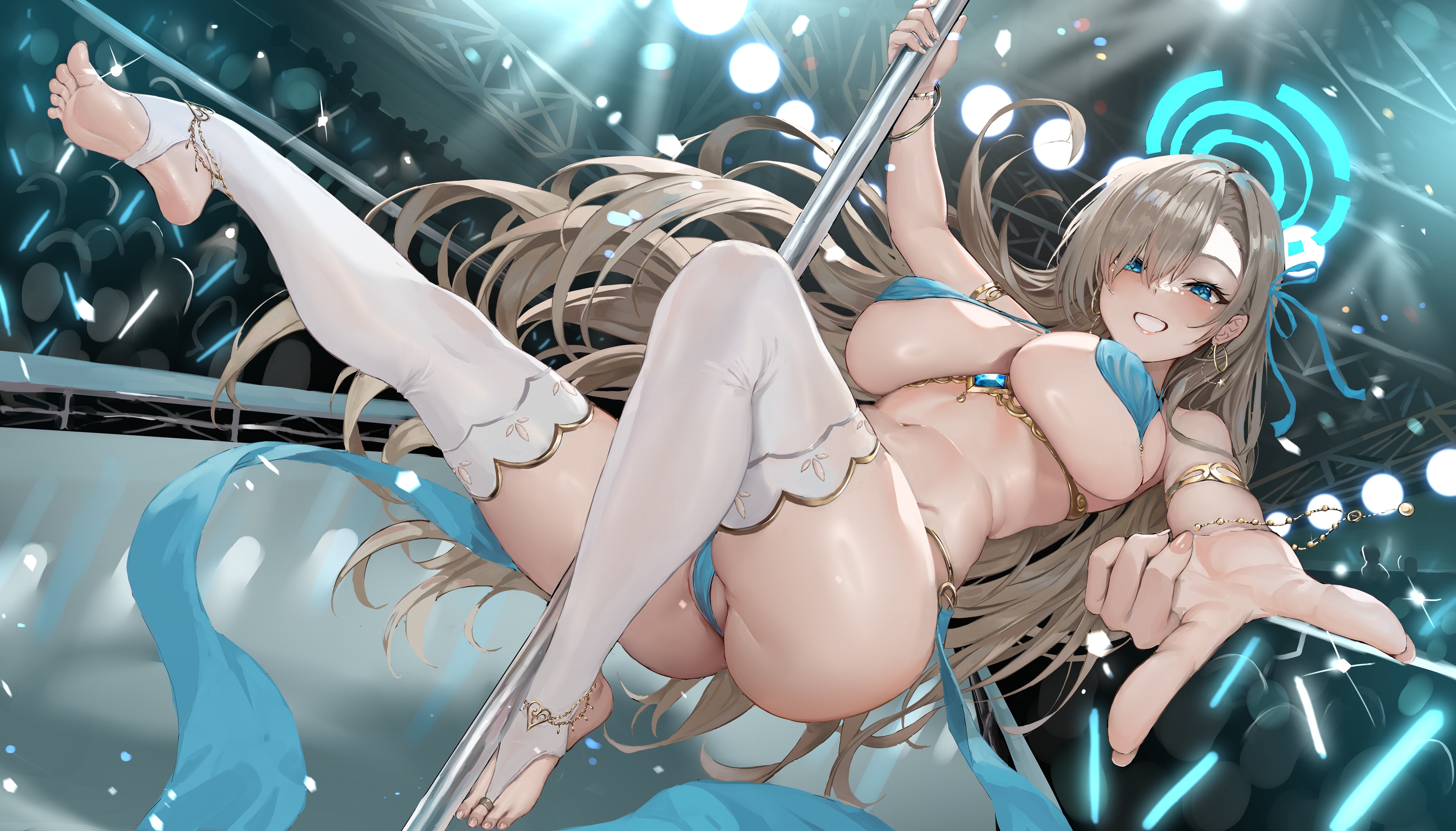aoi_sakura_(seak5545) bikini blue_archive cameltoe halo ichinose_asuna otakueden1995 swimsuits thighhighs thong