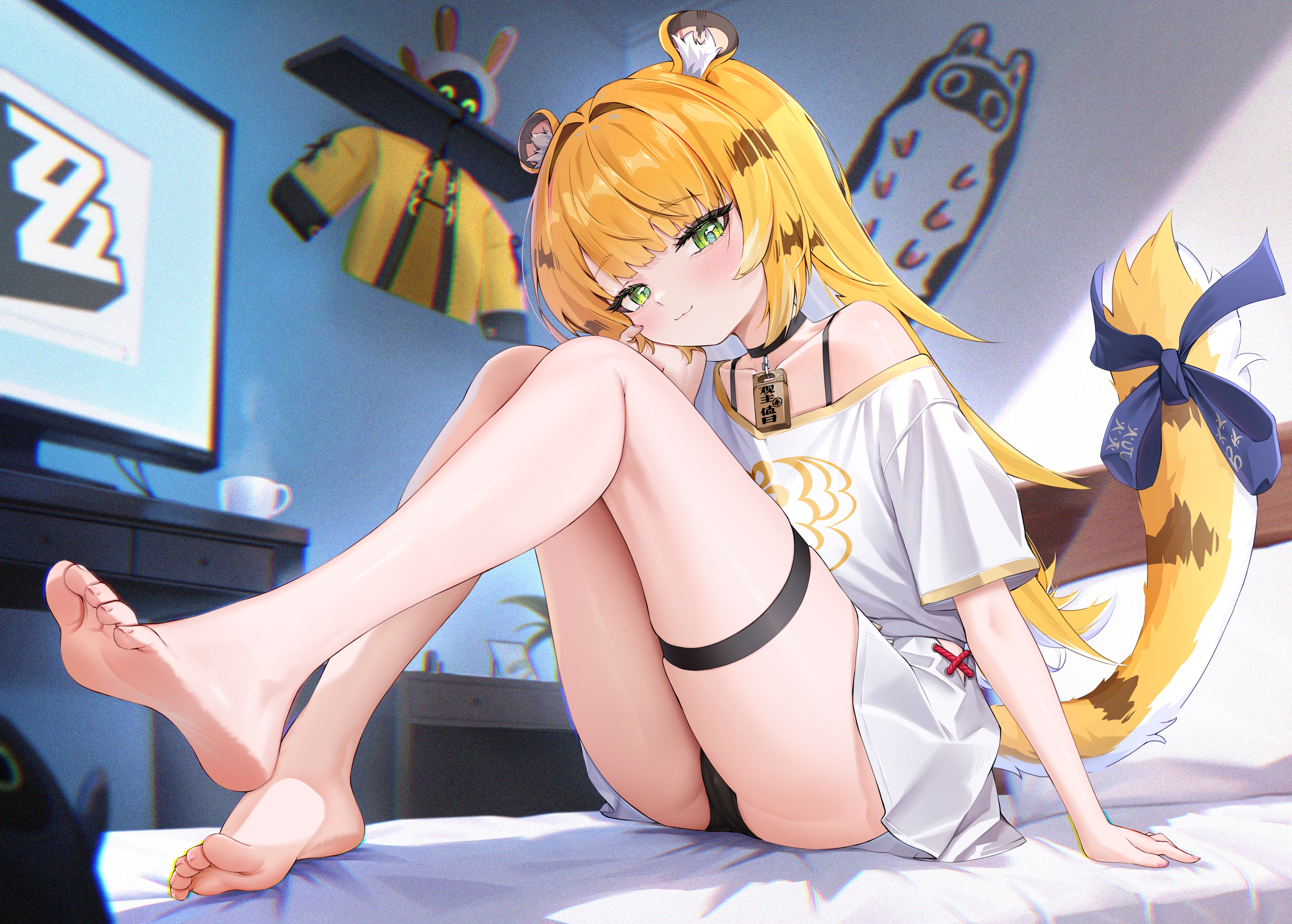 animal_ears cameltoe feet garter ju_fufu loli nekomimi pantsu radoremo skirt_lift tail zenless_zone_zero