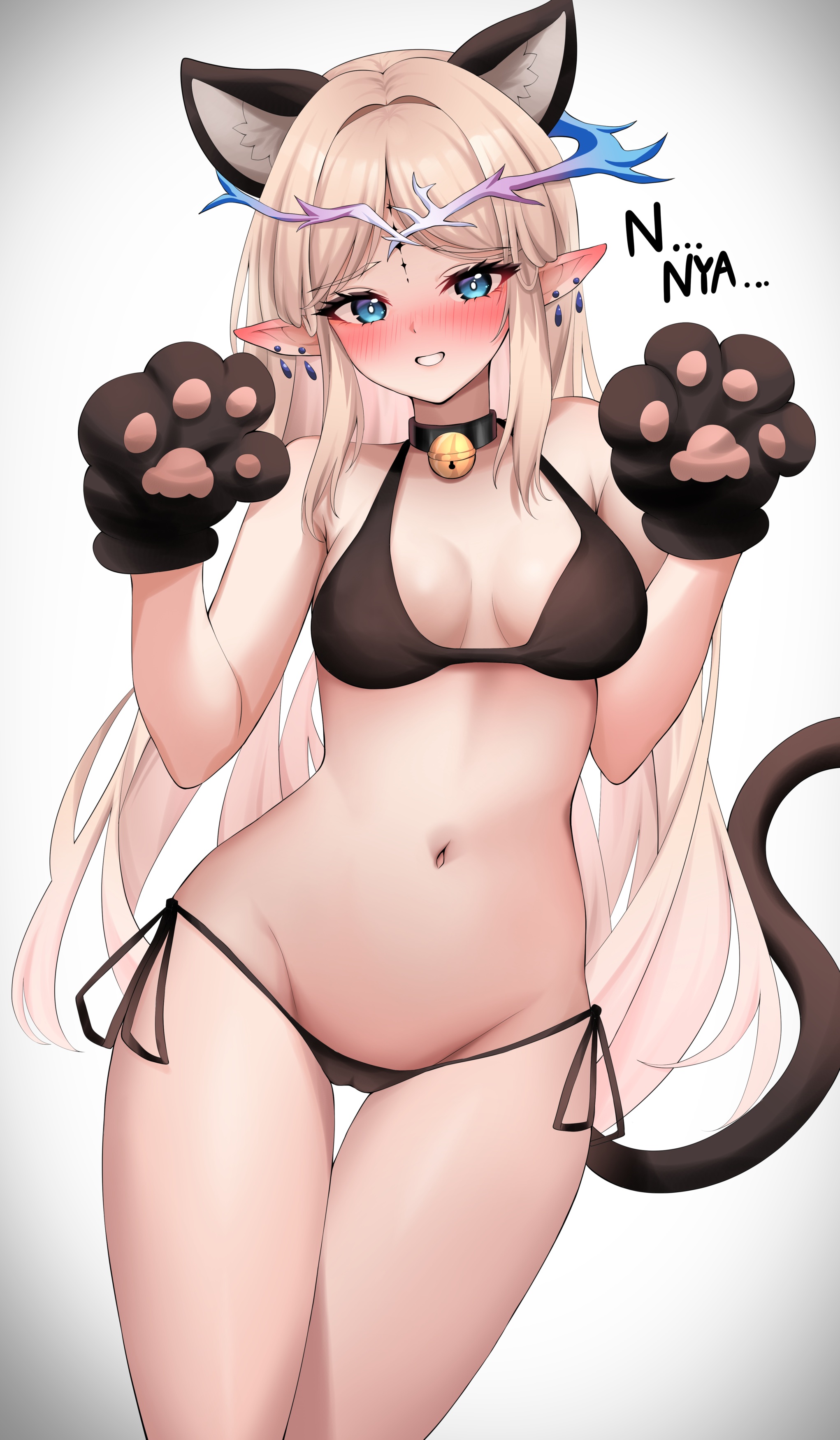 animal_ears bikini bkkh cameltoe cartethyia nekomimi pointy_ears swimsuits tail tattoo wuthering_waves
