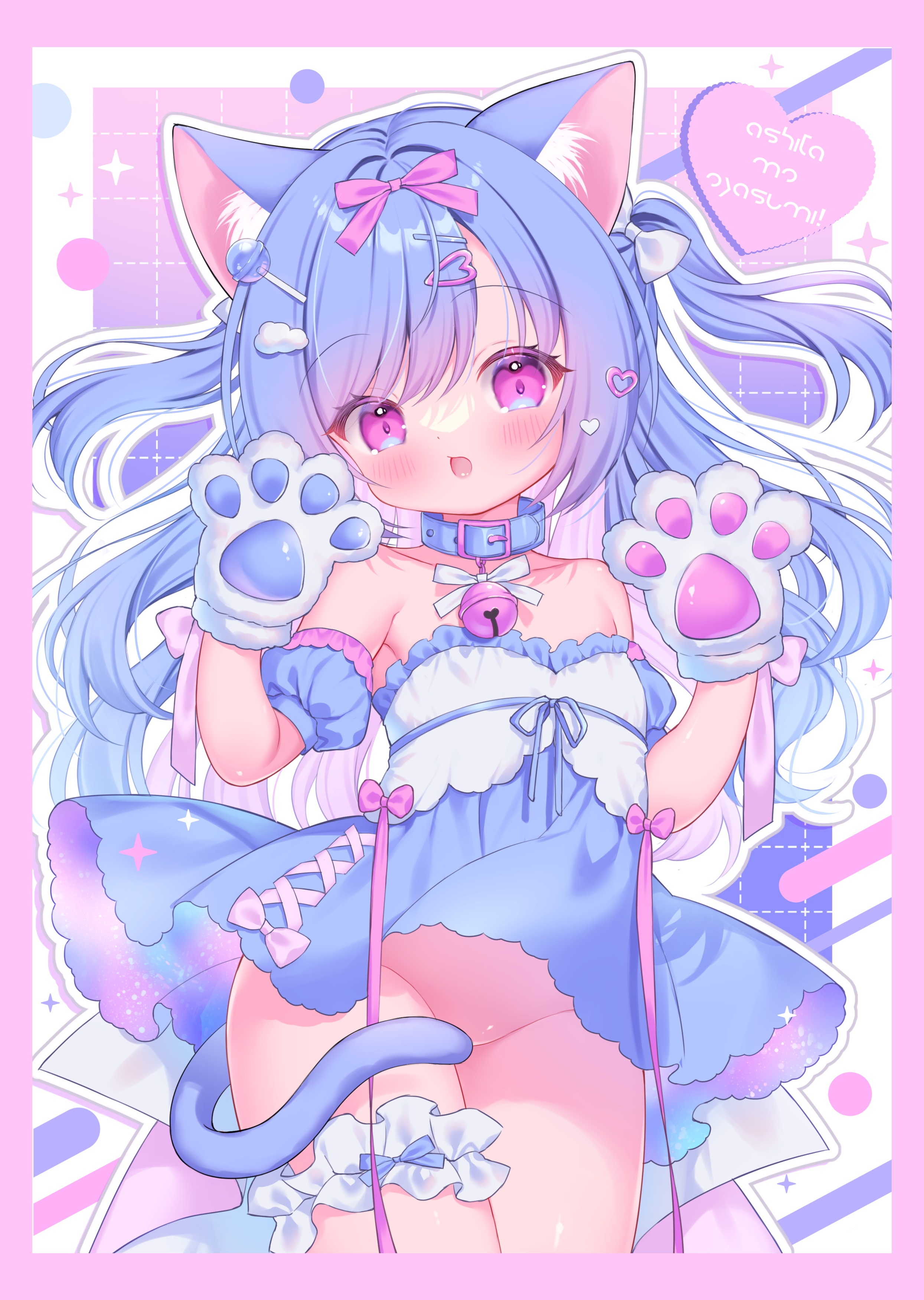 animal_ears dress garter loli mukyu nekomimi no_bra nopan skirt_lift tail