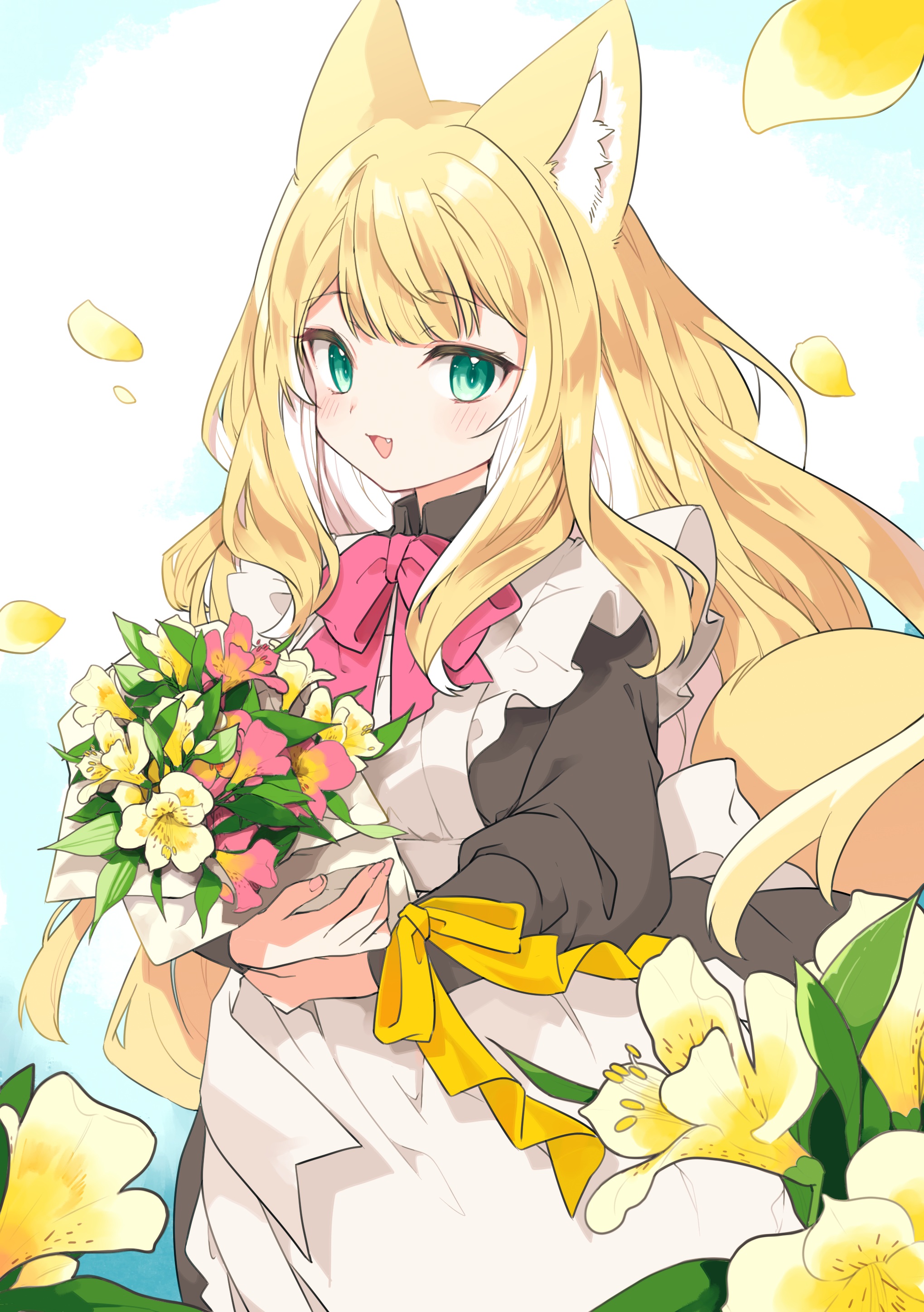 animal_ears kamiyoshi_rika kitsune maid tail