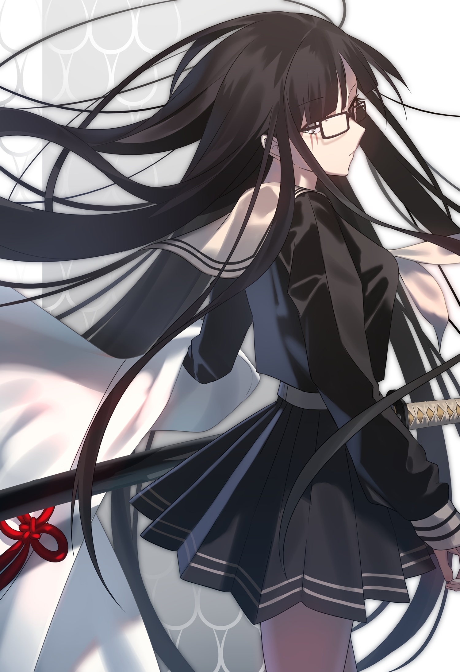 fate/grand_order kurohime_(fate) mashima_saki_(mashimasa) megane seifuku sword