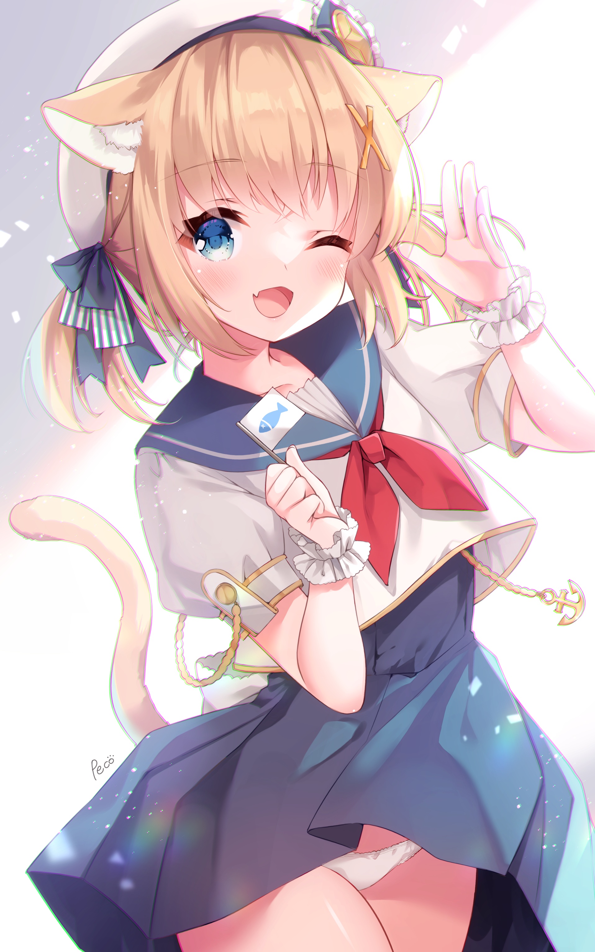 koiko irori animal ears nekomimi pantsu seifuku skirt lift tail ...