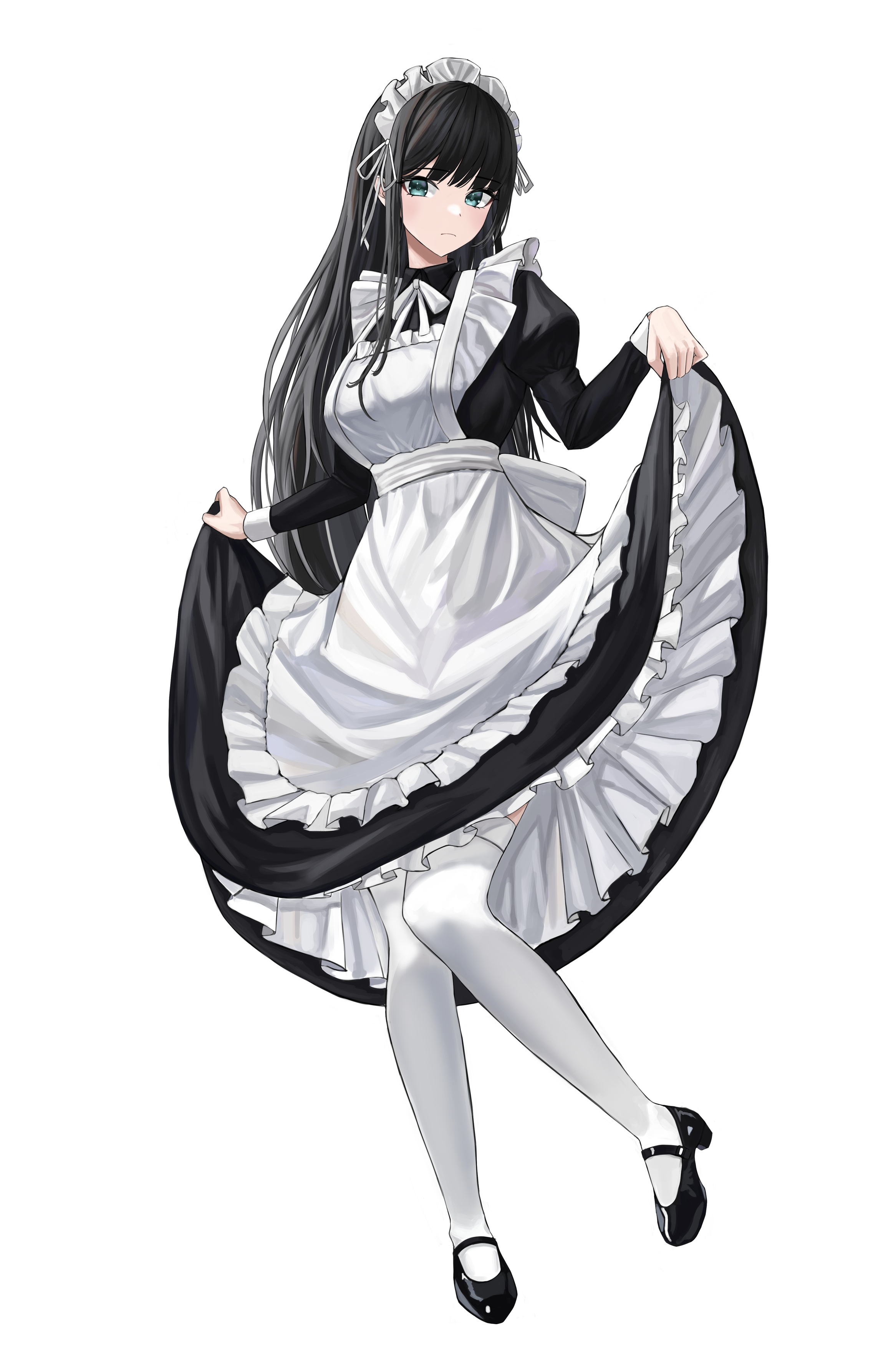 nyanbutter heels maid skirt lift thighhighs | #1079948 | yande.re