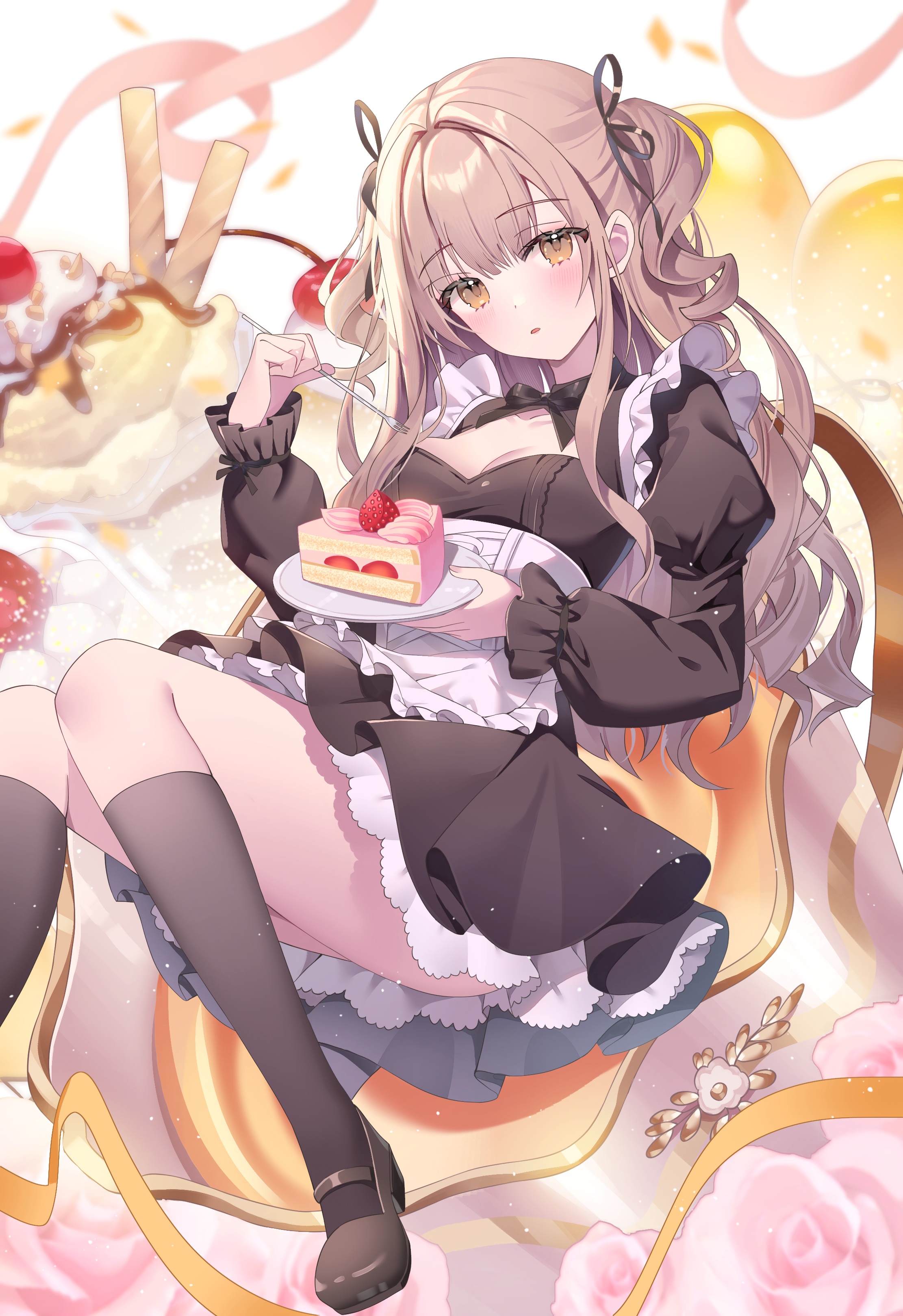 gin_(gin937) heels maid no_bra skirt_lift