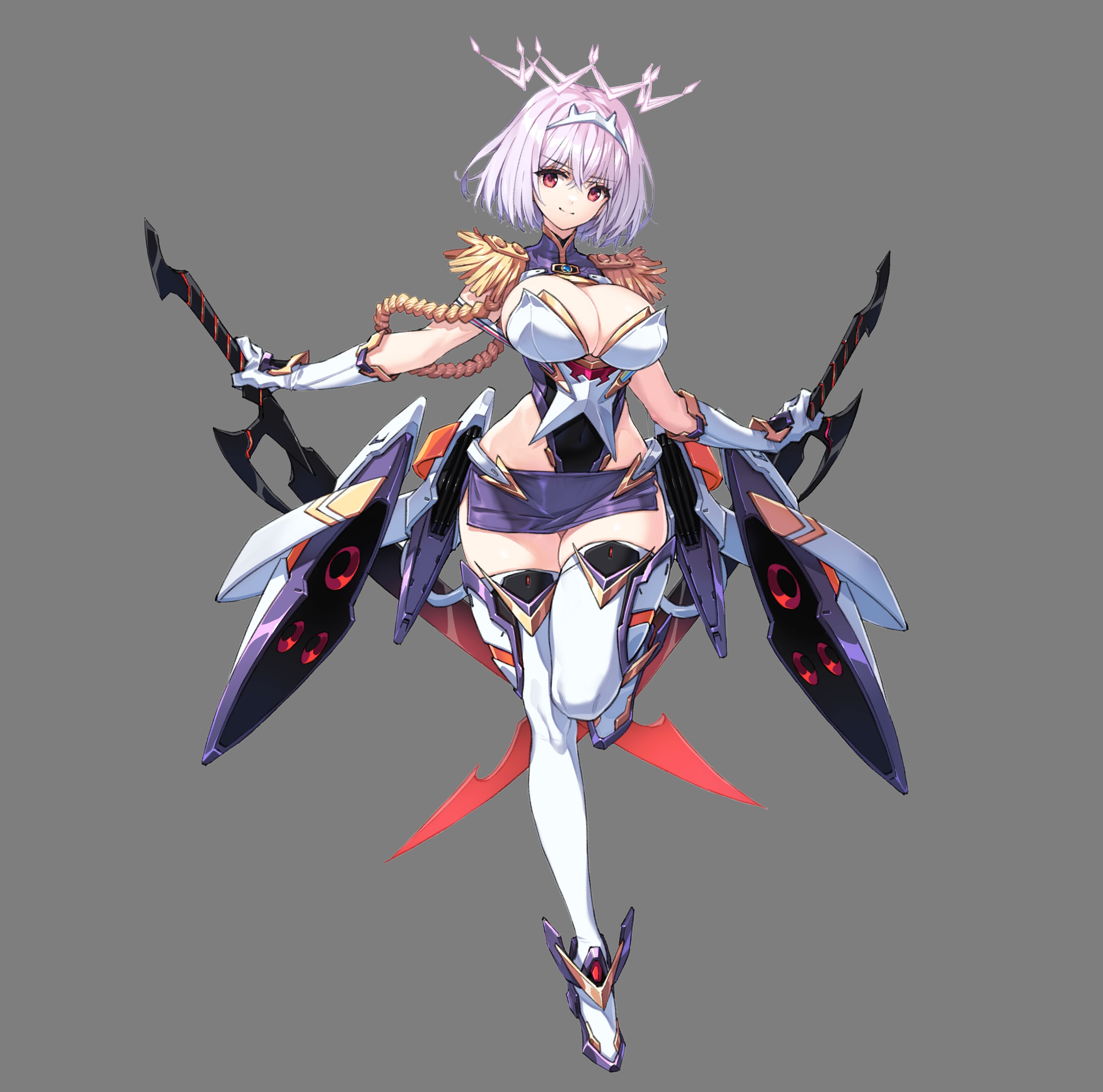 armor gridman_universe halo leotard no_bra saitom shinjou_akane ssss.gridman sword thighhighs transparent_png