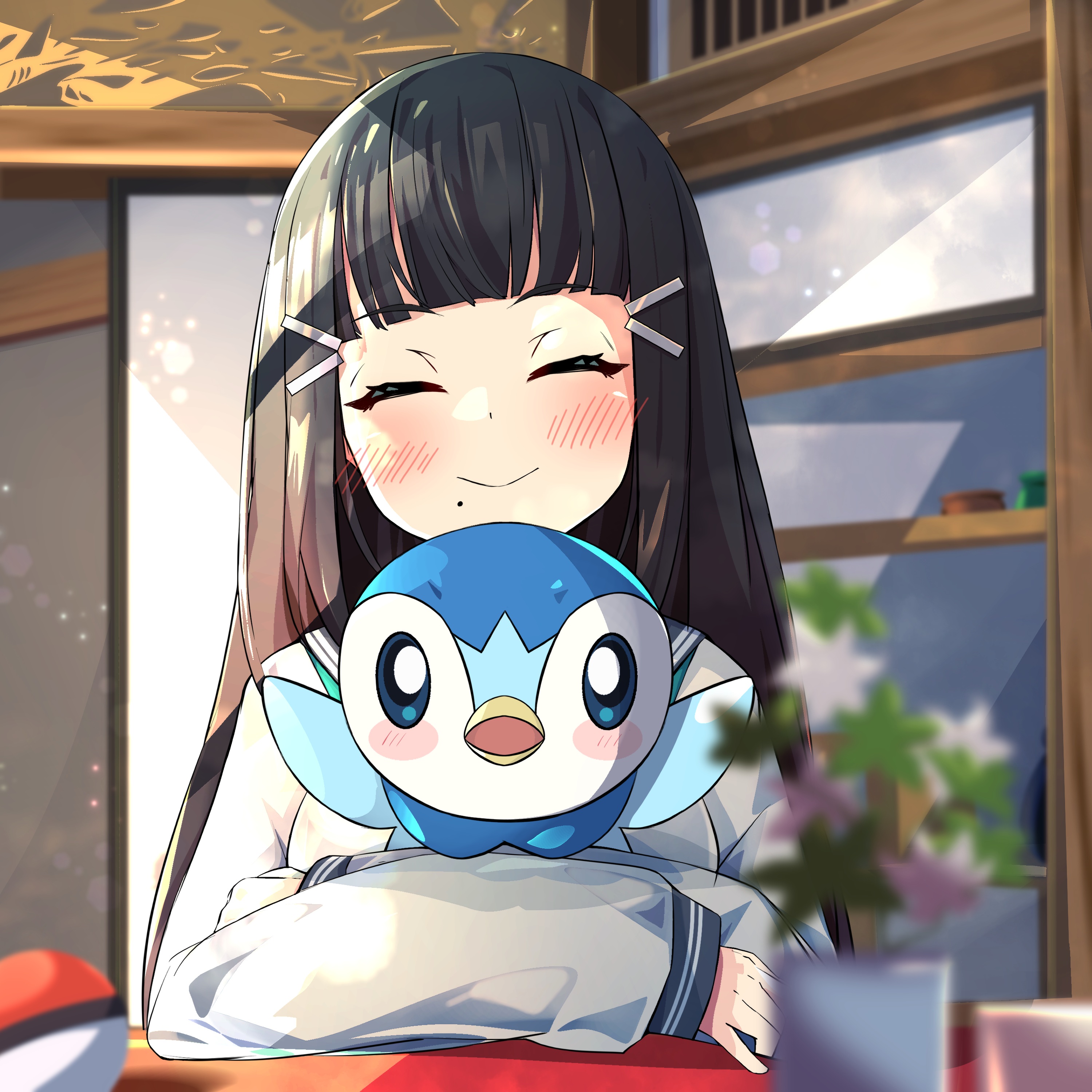 crossover kurosawa_dia love_live!_(series) love_live!_sunshine!! penguin piplup pokemon seifuku woruta_(soloistlist)