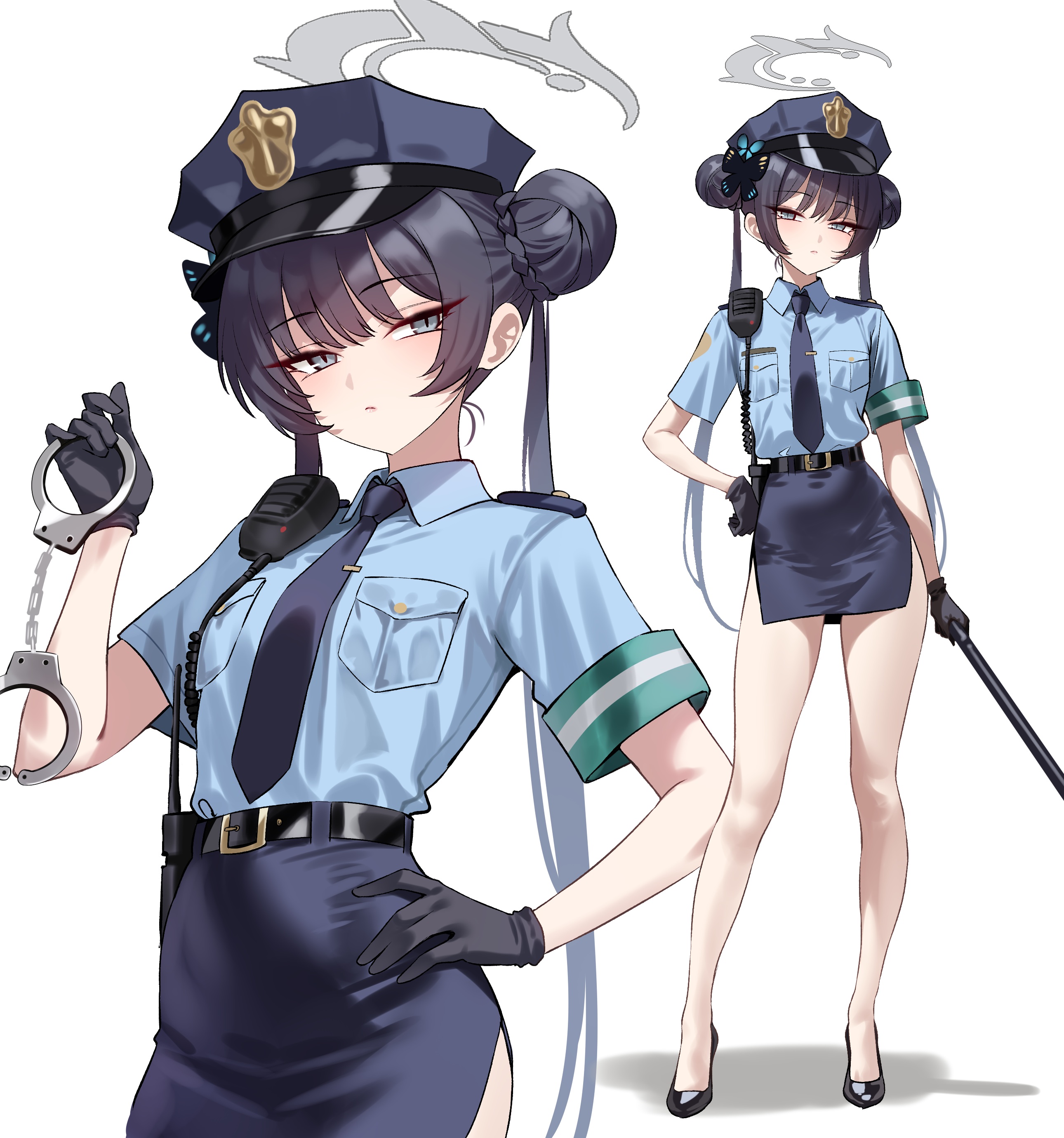 blue_archive halo police_uniform ryuuge_kisaki shigure weapon