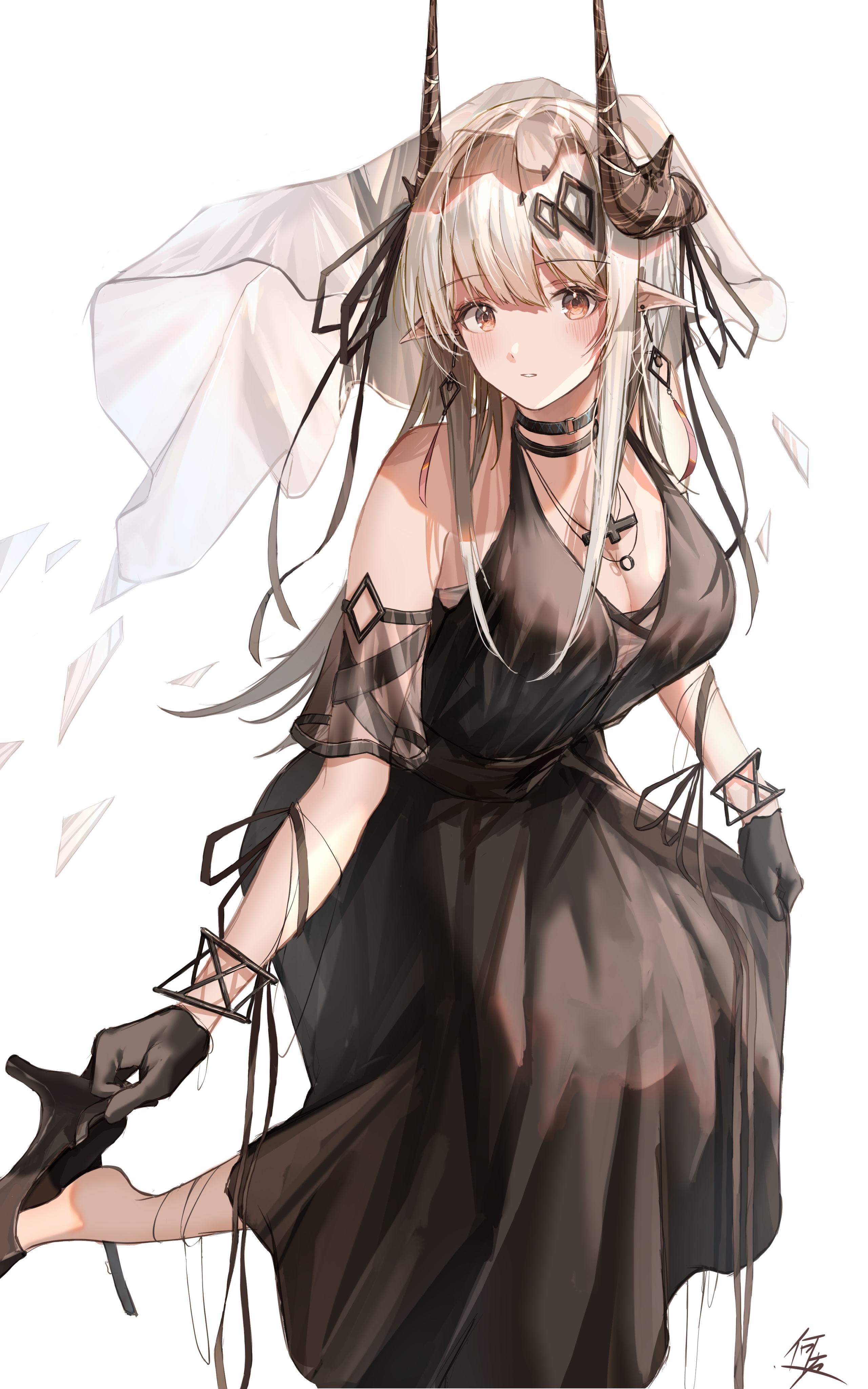 user yujg3254 arknights mudrock (arknights) dress heels horns pointy ...