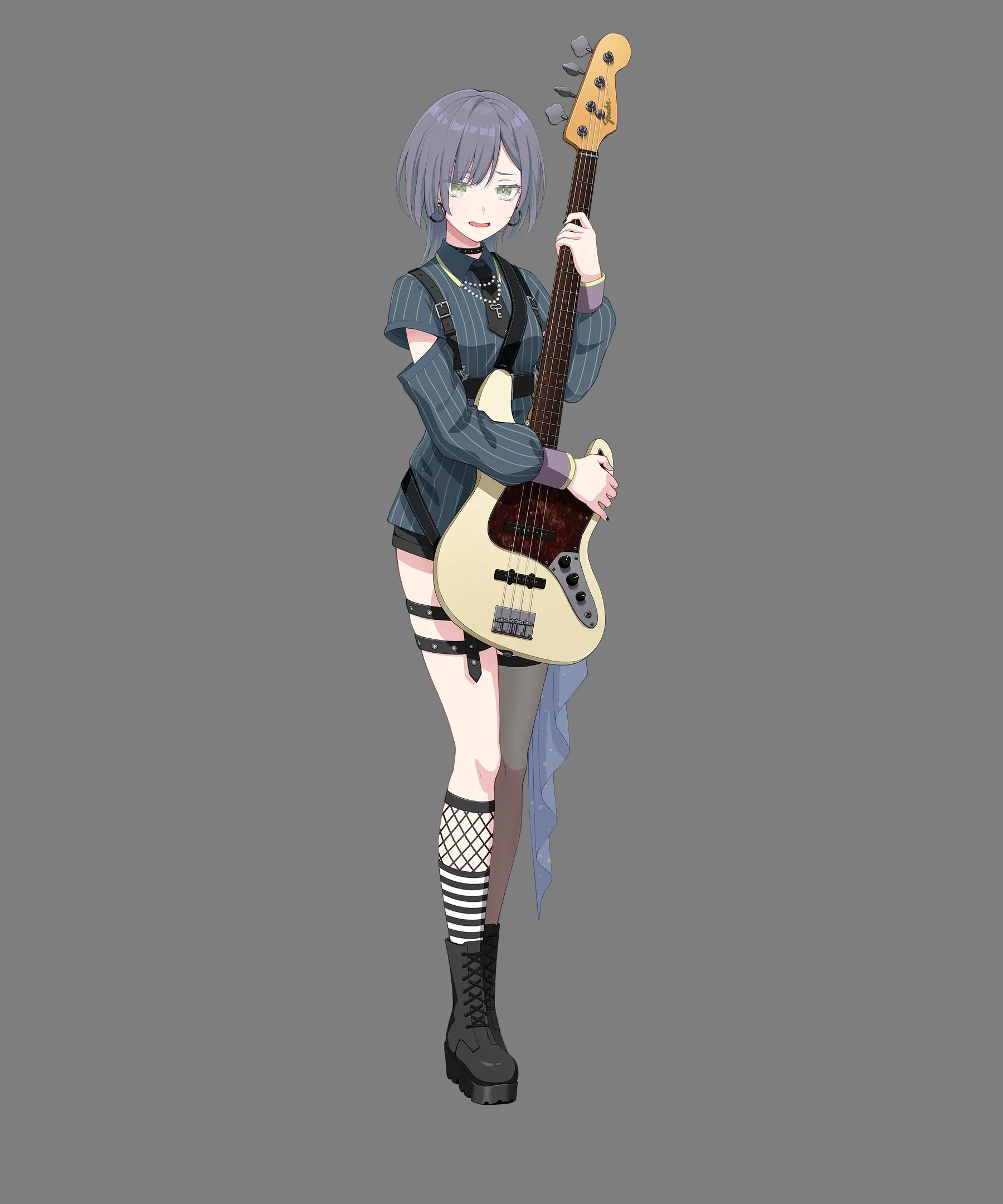 bang_dream! fishnets garter guitar tagme thighhighs transparent_webp uniform yakura_yomogi