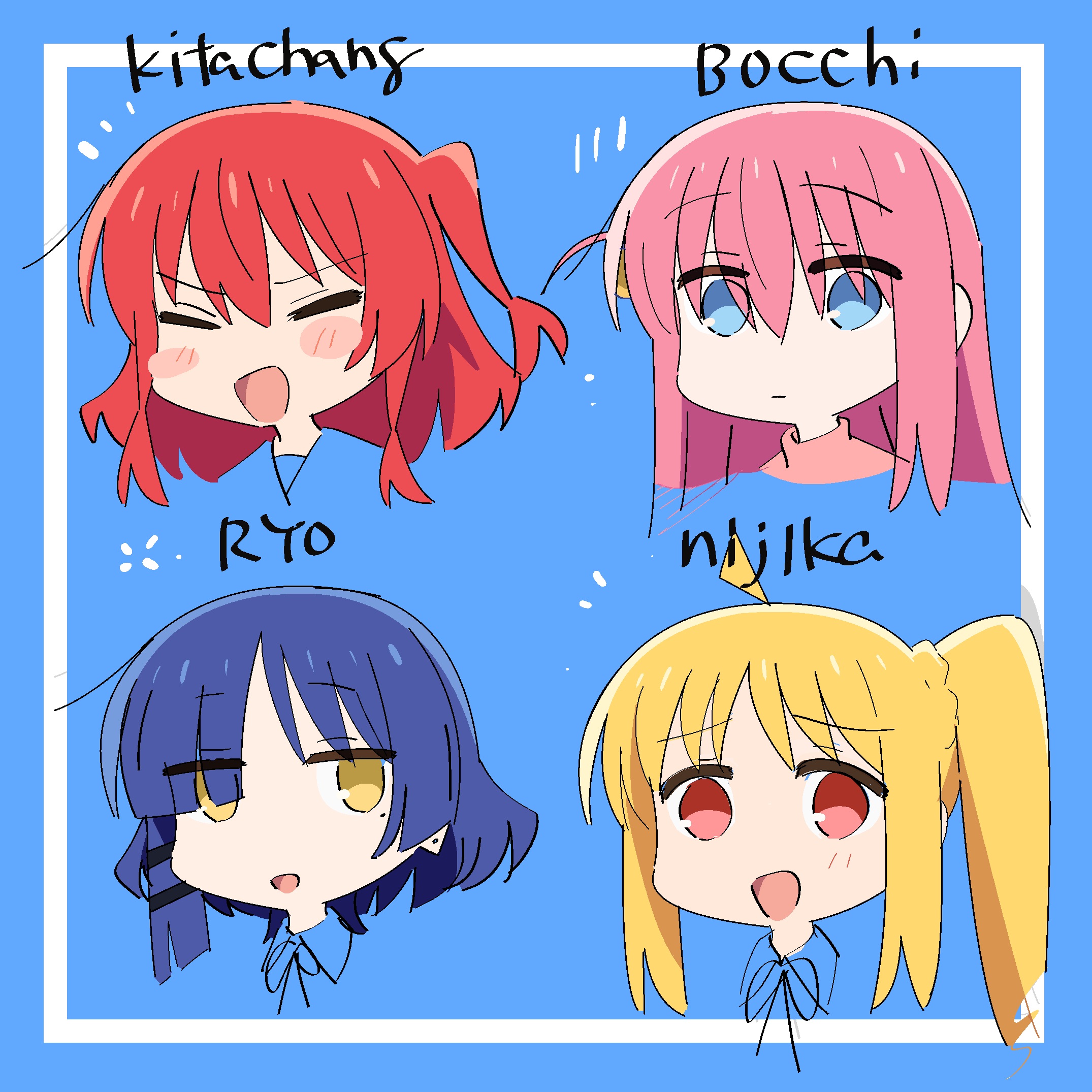 gotoh hitori, kita ikuyo, ijichi nijika, and yamada ryo (bocchi the rock!  and 3 more) drawn by suwaneko