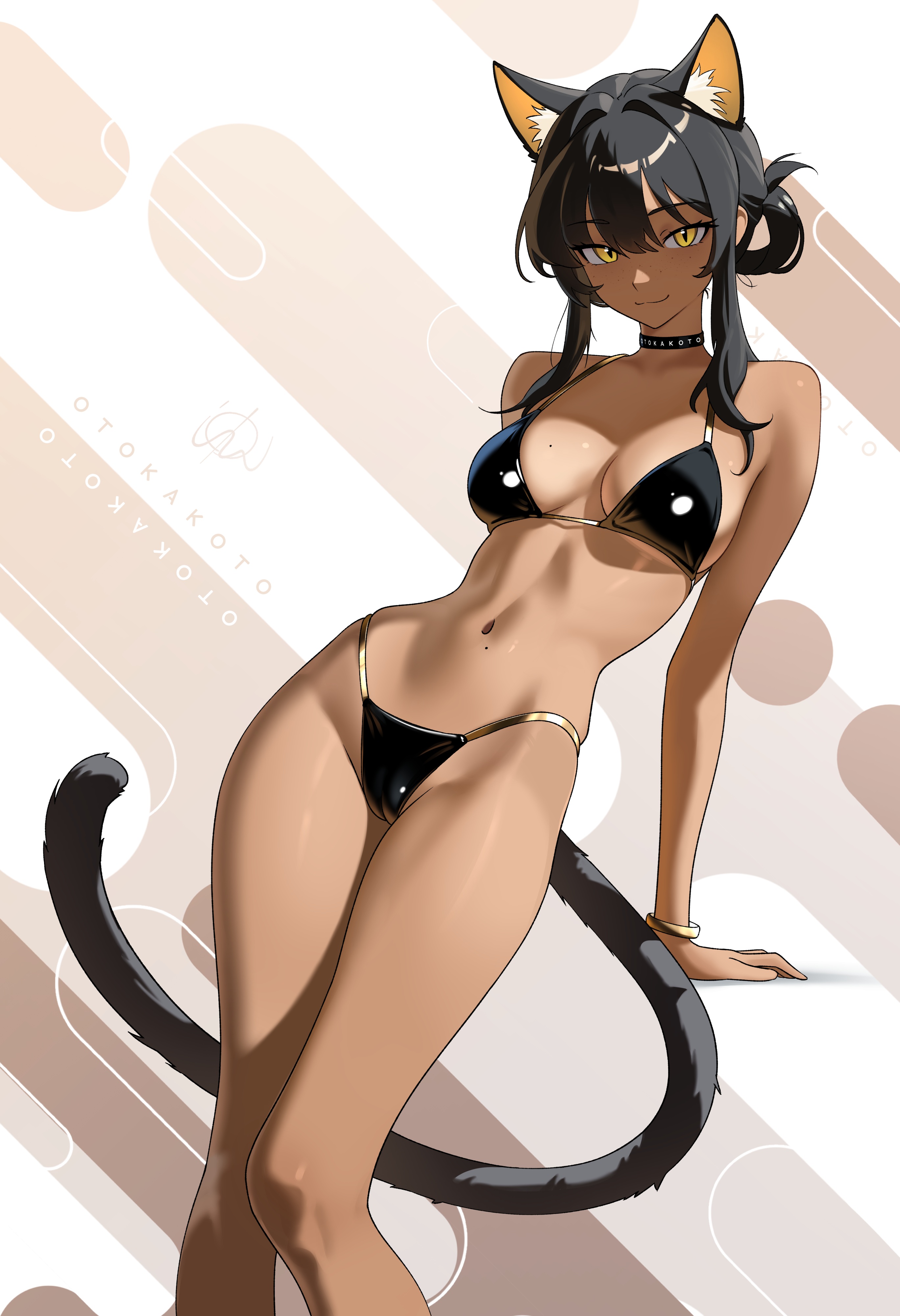 animal_ears bikini cameltoe nekomimi otokakoto swimsuits tail