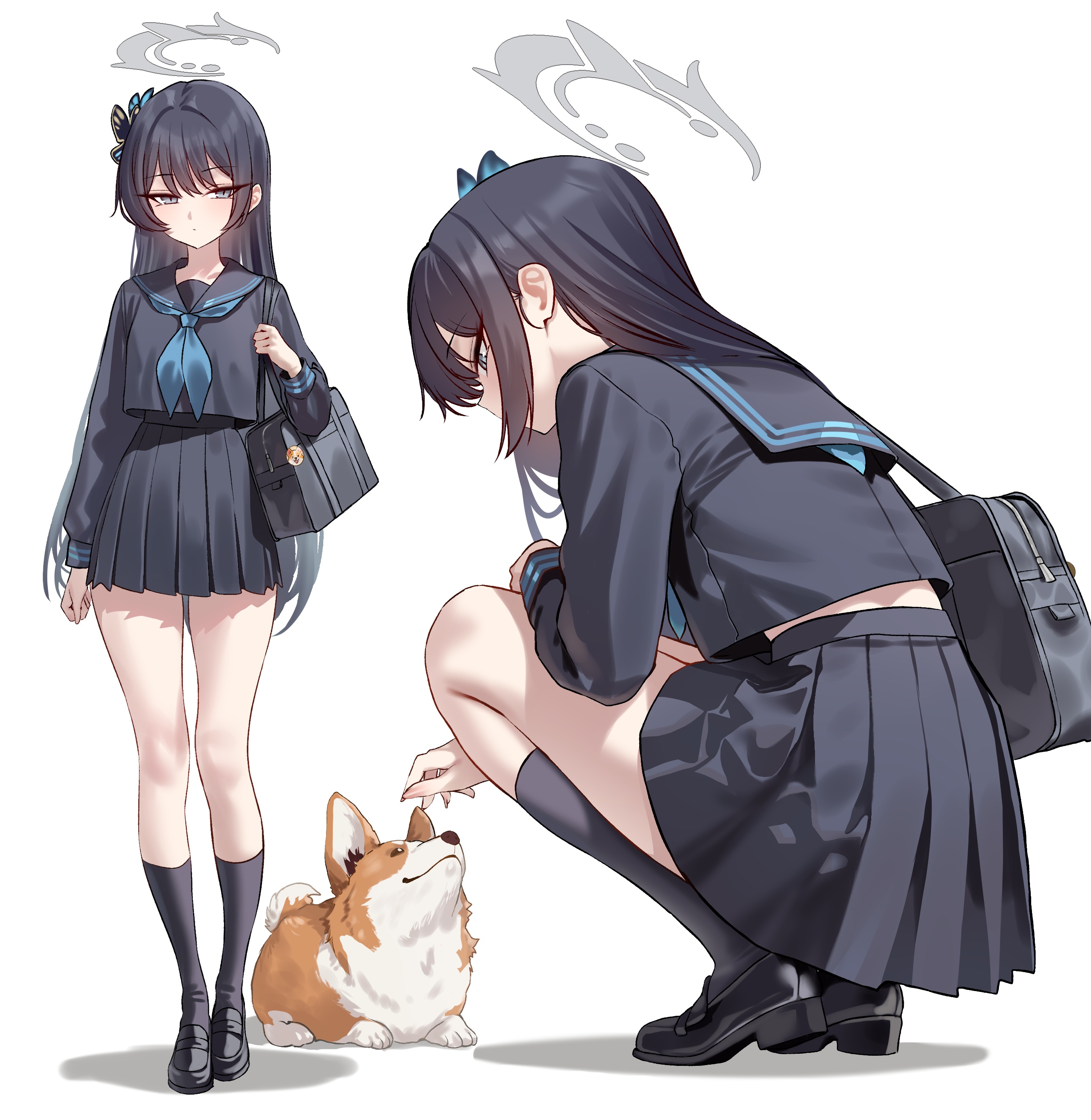 blue_archive halo ryuuge_kisaki seifuku shigure skirt_lift