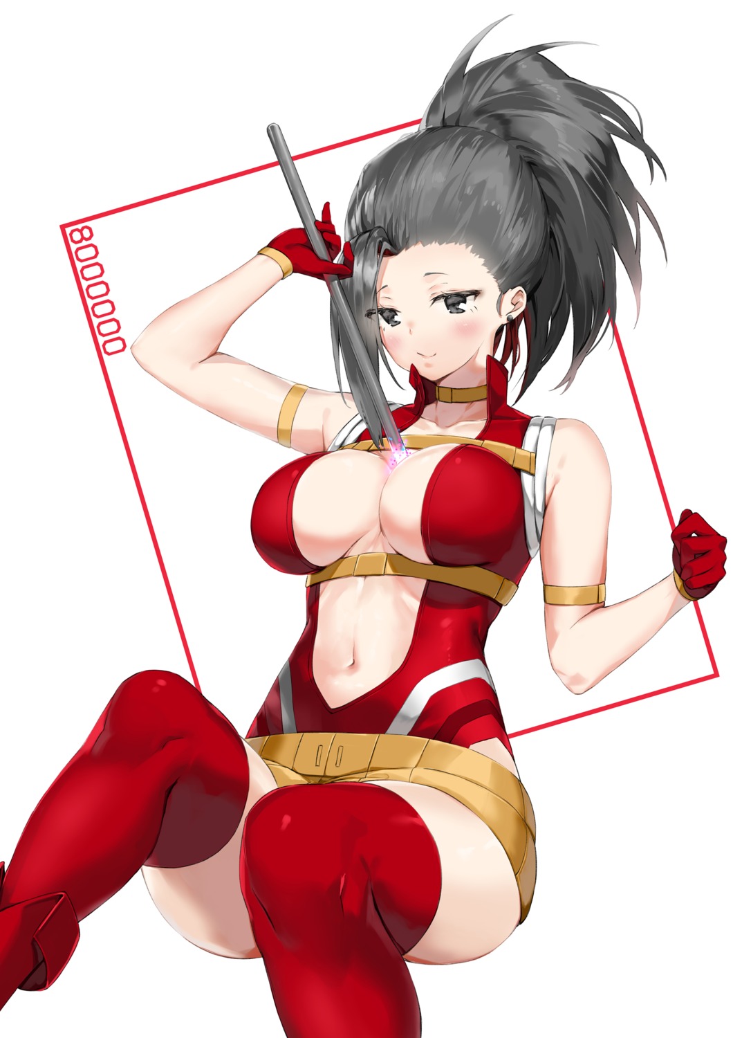 boku_no_hero_academia leotard no_bra pixel_(yuxian) thighhighs weapon yaoyorozu_momo