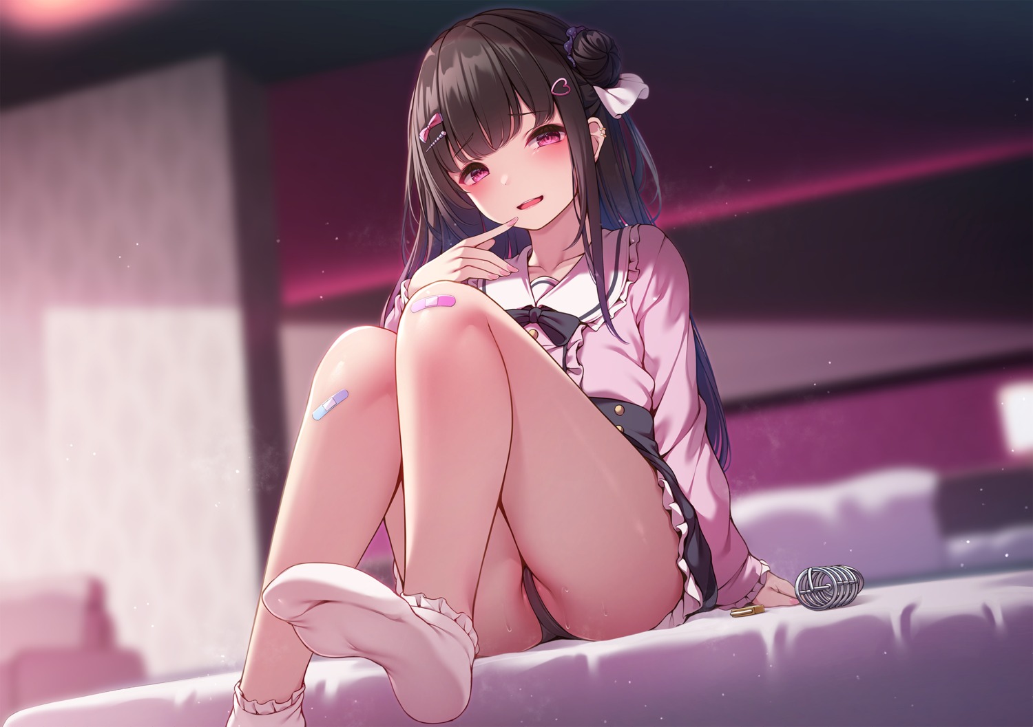 bandaid feet pantsu skirt_lift toyosaki_shu wet