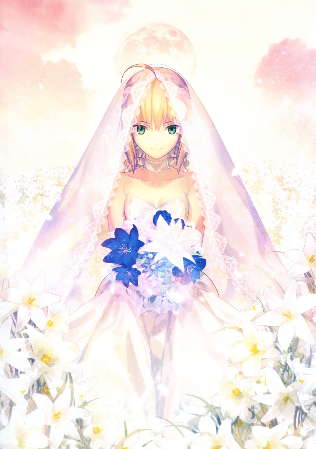 dress fate/stay_night saber takeuchi_takashi type-moon wedding_dress