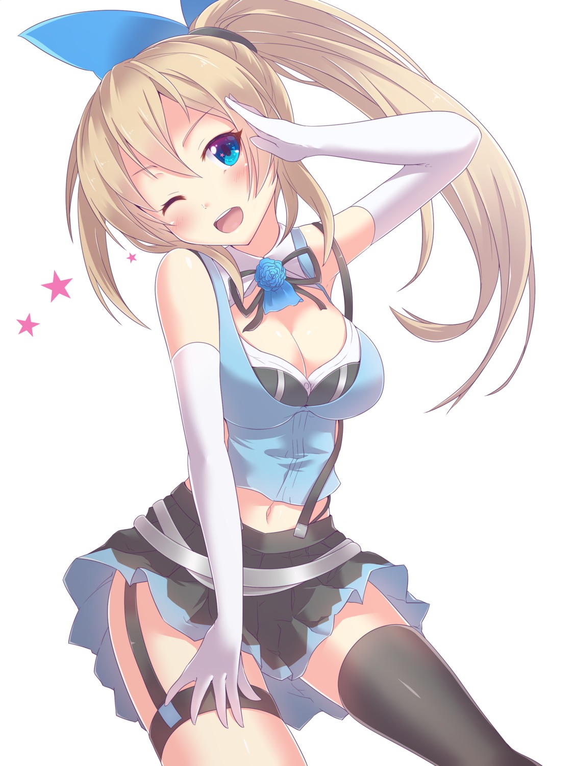 cleavage garter mirai_akari mirai_akari_project thighhighs twinameless