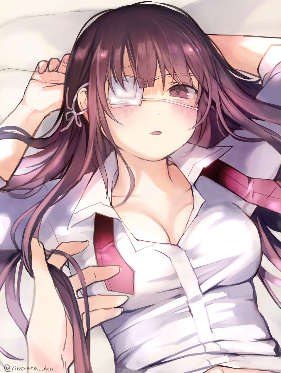 cleavage eyepatch seifuku yukari_(rihenara_doll)