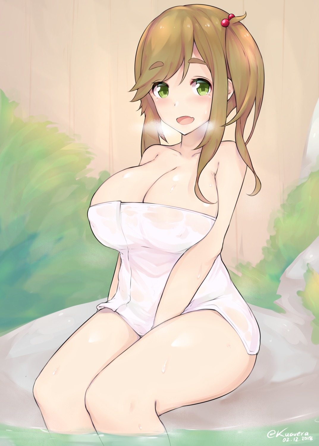 erect_nipples inuyama_aoi kuavera onsen towel wet yurucamp