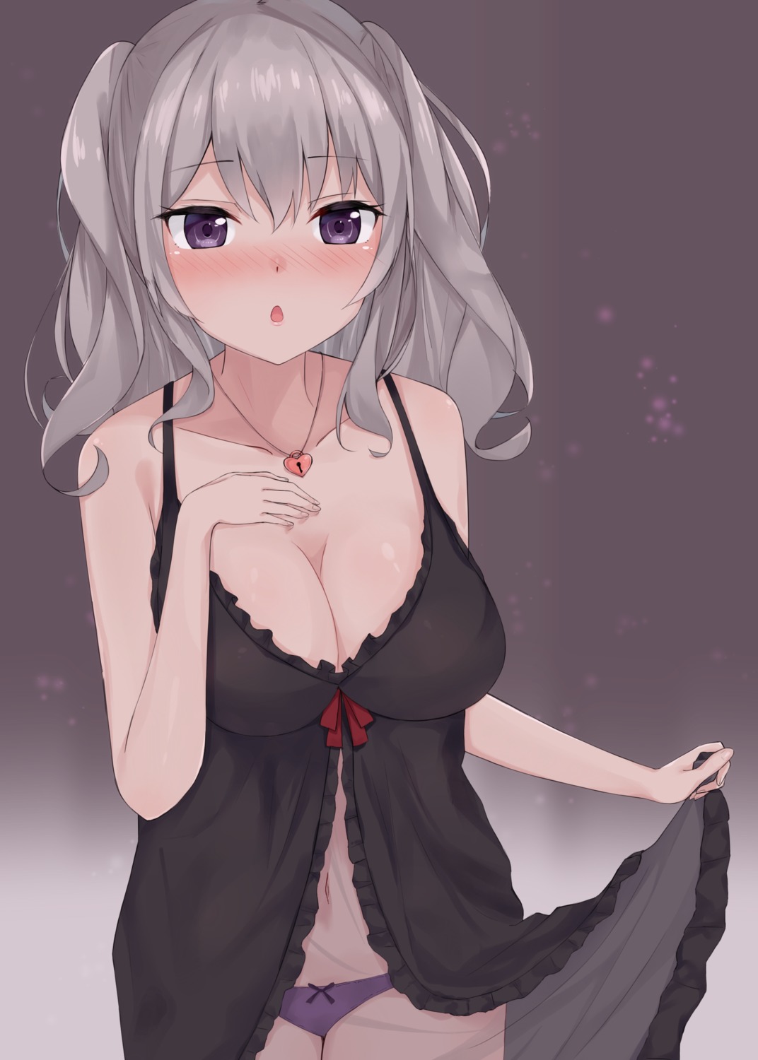 cleavage kantai_collection kashima_(kancolle) lingerie mirai_(mirai76_) pantsu see_through skirt_lift