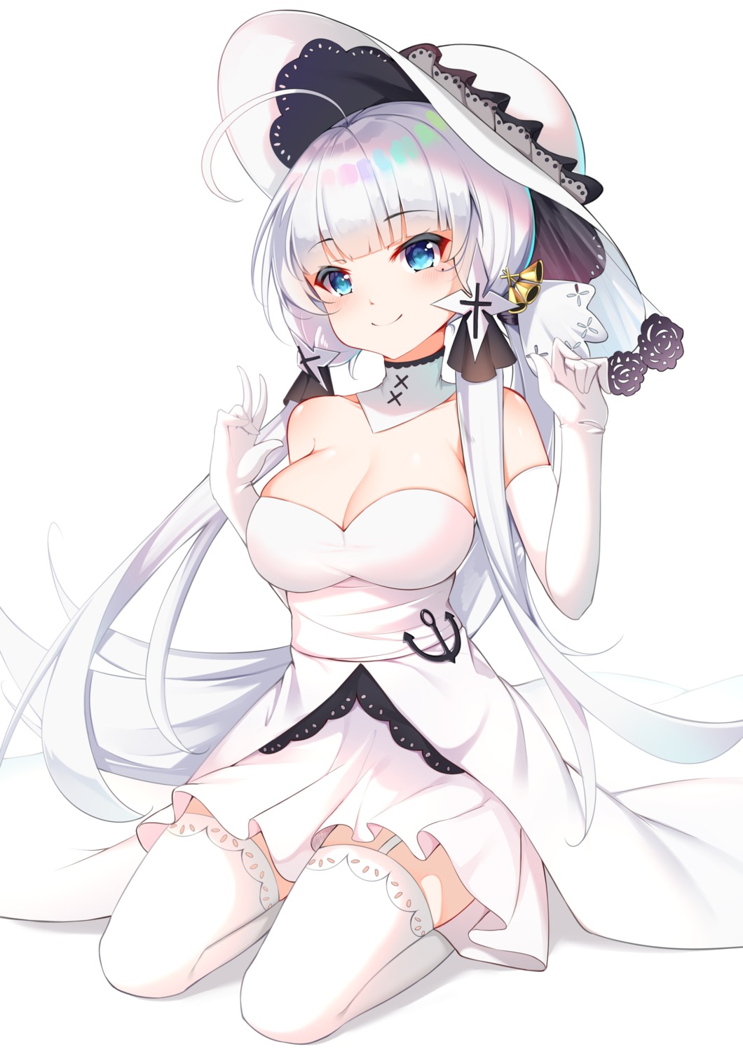 azur_lane cat_(yidsv) dress illustrious_(azur_lane) no_bra stockings thighhighs