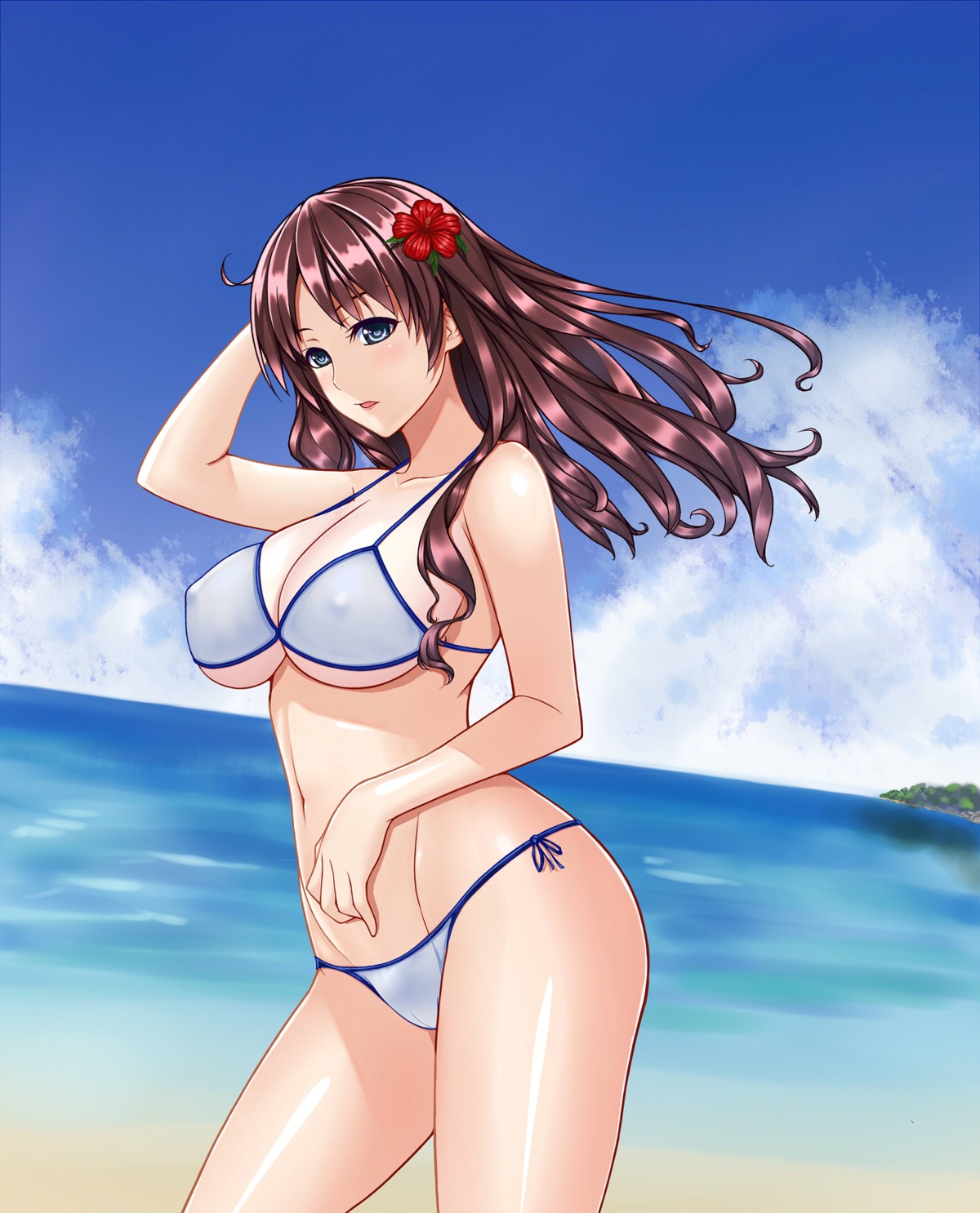 bikini cleavage erect_nipples kurenai_(artist) swimsuits underboob