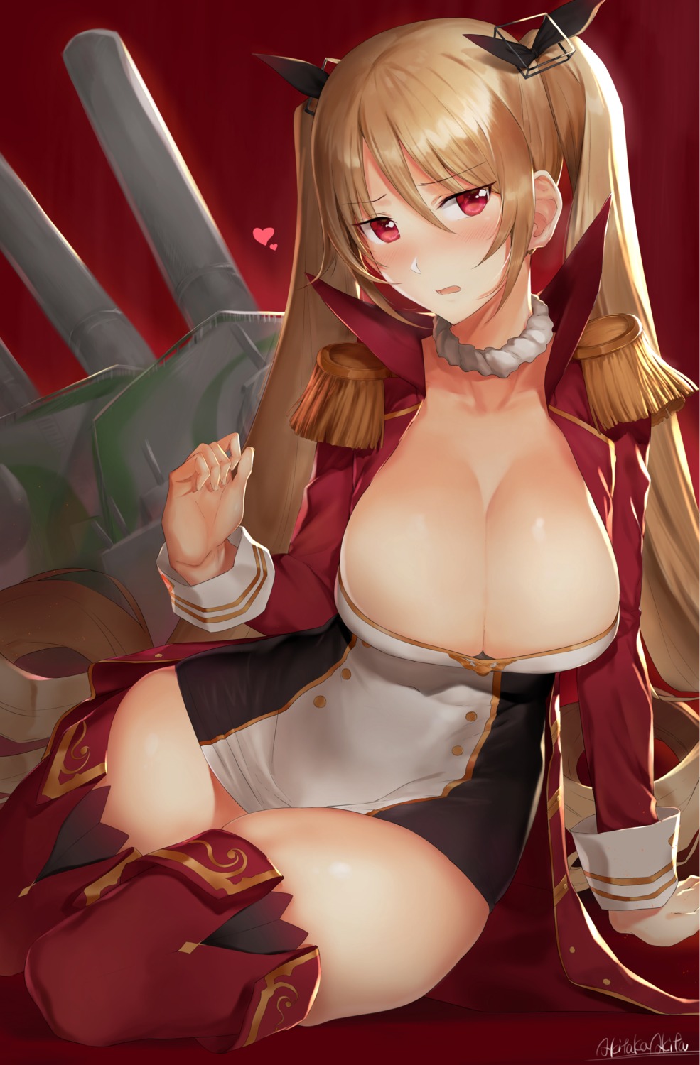 akitaka_akita azur_lane cleavage nelson_(azur_lane) thighhighs uniform