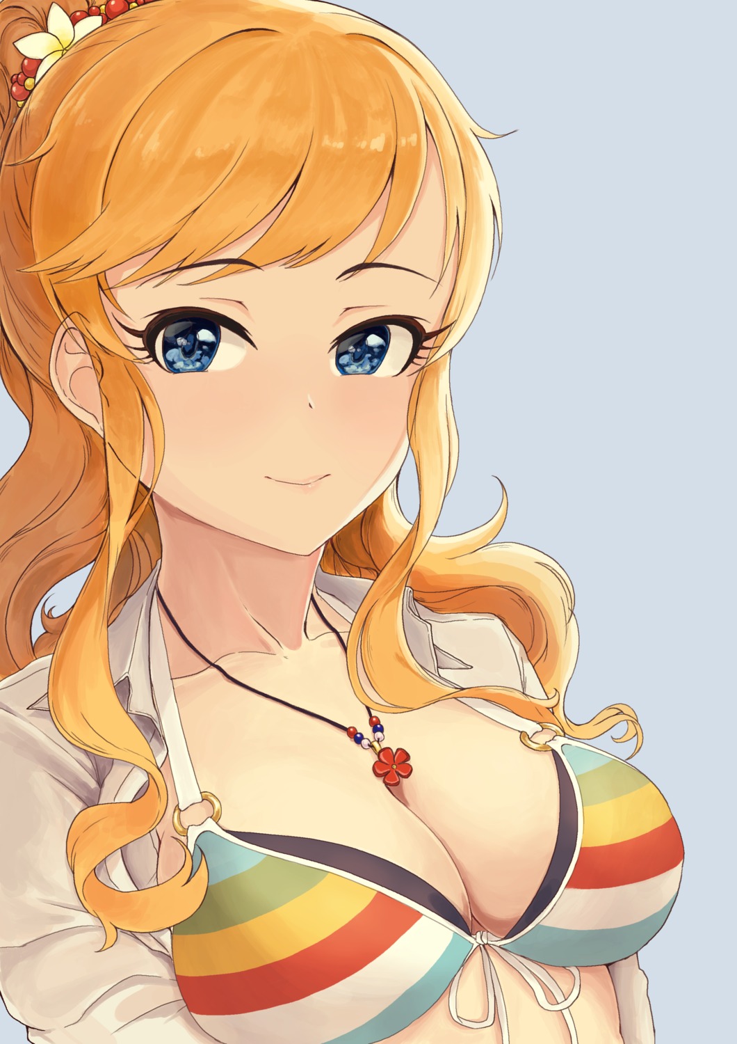 bikini_top cleavage ootsuki_yui open_shirt pengwin swimsuits the_idolm@ster the_idolm@ster_cinderella_girls