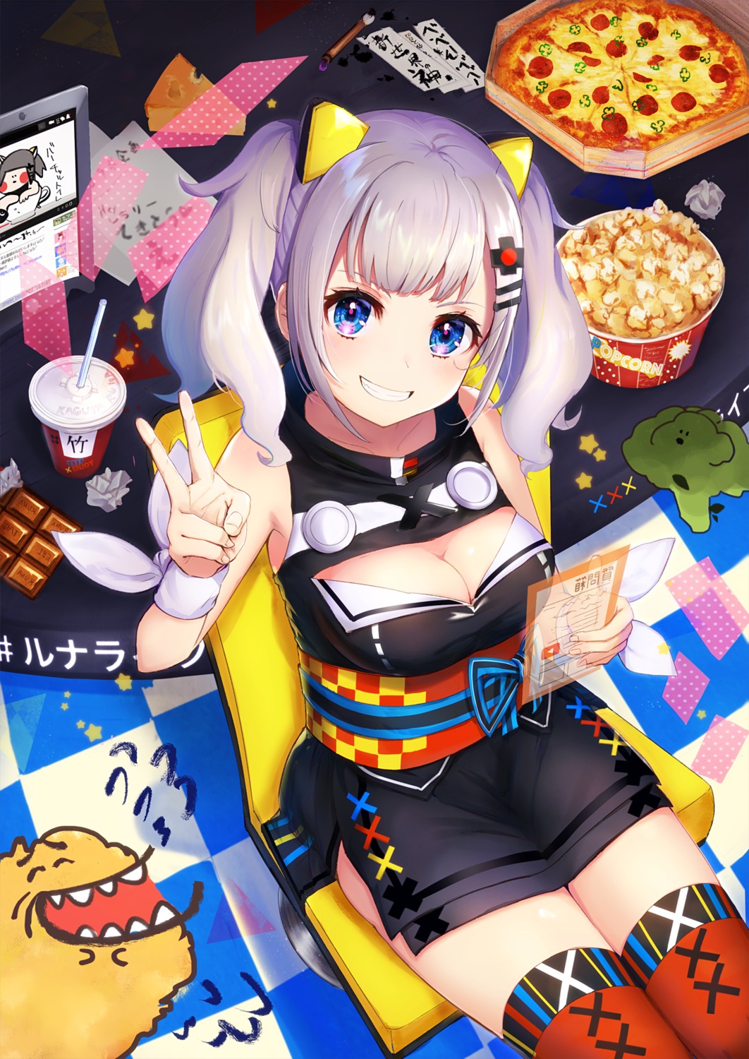 animal_ears cleavage kaguya_luna omelet_tomato the_moon_studio thighhighs