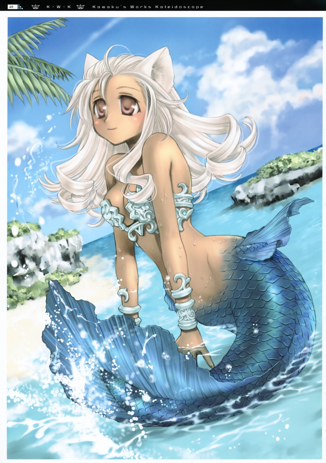 animal_ears aquarian_age cleavage kawaku mermaid monster_girl