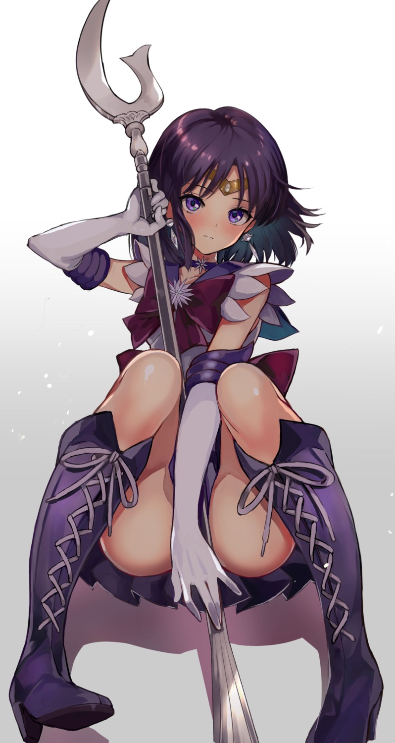 heels pukara sailor_moon skirt_lift tomoe_hotaru weapon