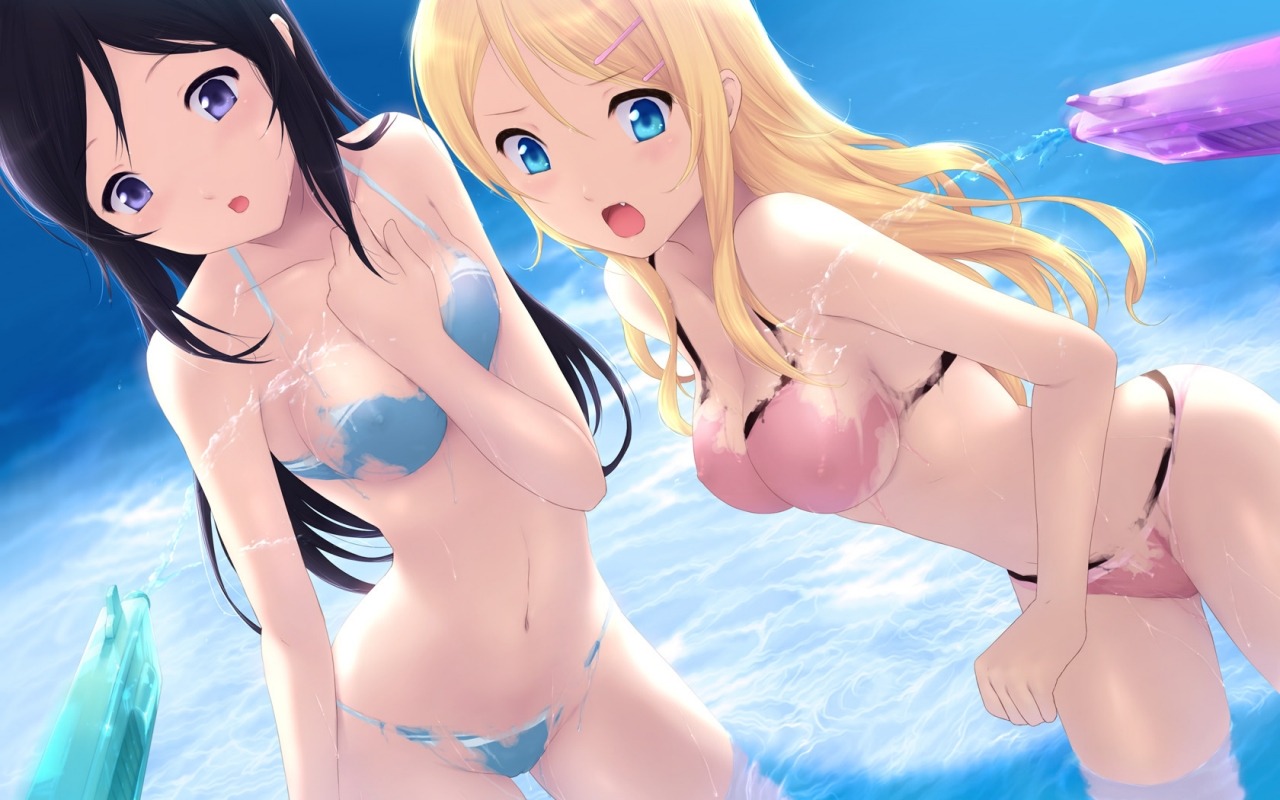 aragaki_ayase bikini cait cameltoe erect_nipples kousaka_kirino ore_no_imouto_ga_konnani_kawaii_wake_ga_nai swimsuits torn_clothes wallpaper wardrobe_malfunction