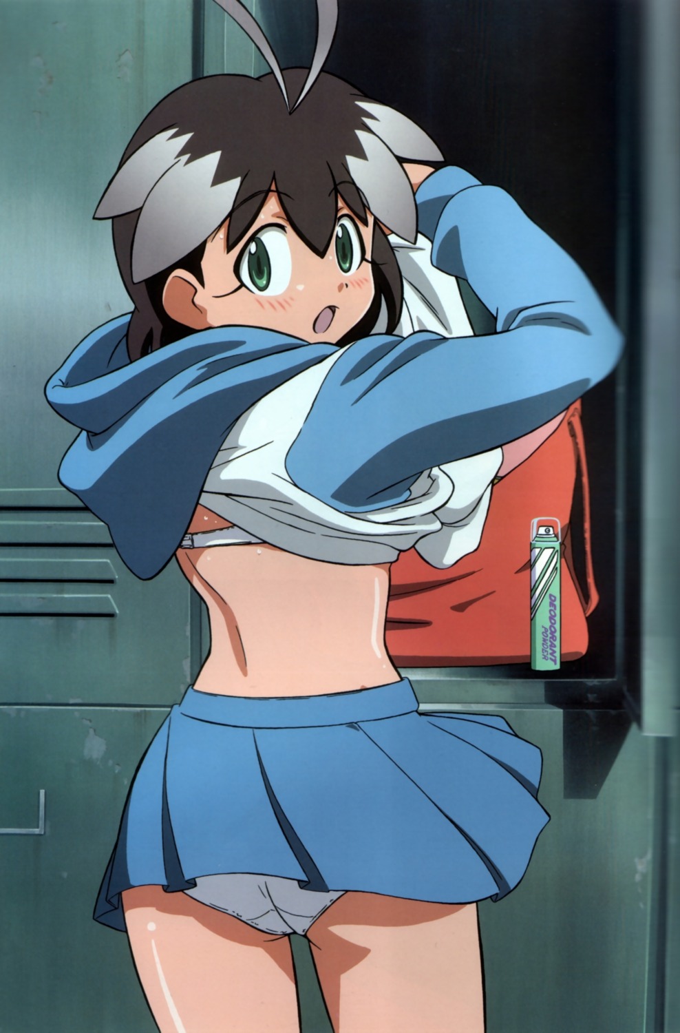 arcade_gamer_fubuki bra morioka_hideyuki pantsu sakuragasaki_fubuki shirt_lift undressing