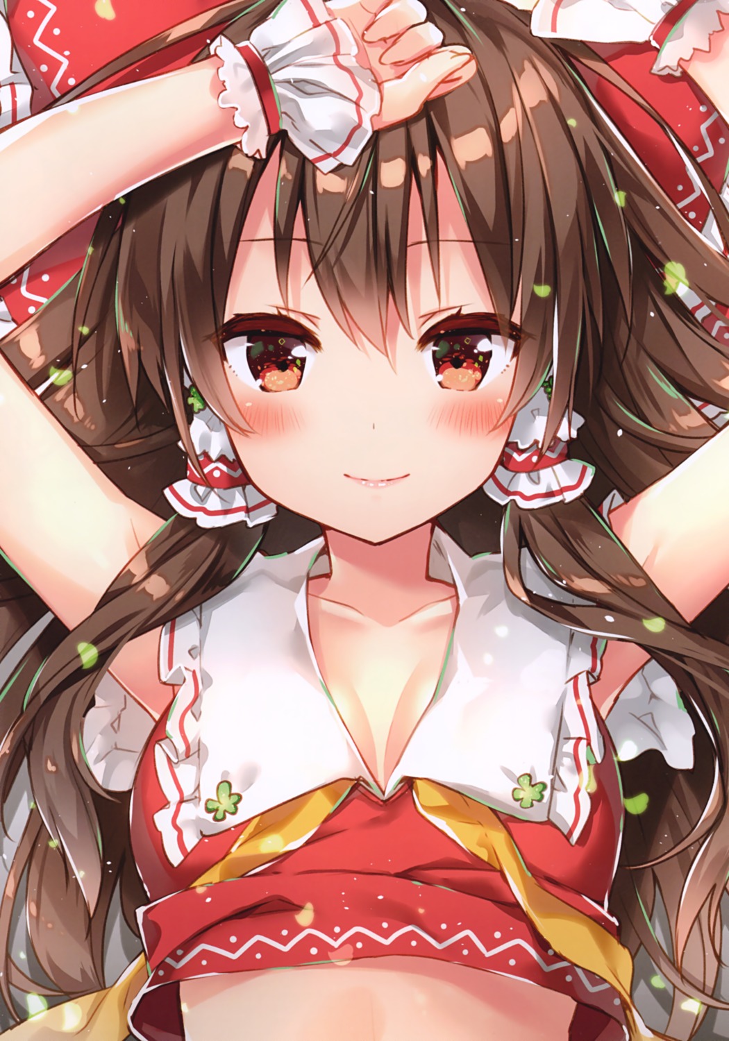 cleavage eterna hakurei_reimu riichu shirt_lift touhou